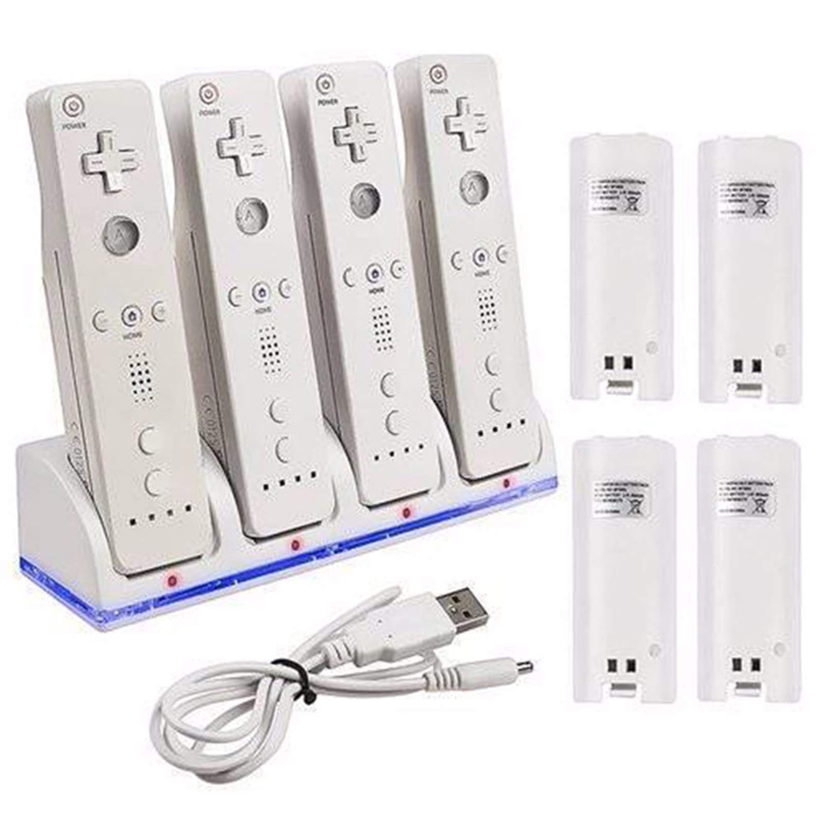 Station de charge, Chargeur Manette pour Télécommande Wii, 2800 mAh, Cellules Rechargeables et Station de Charge pour Wii U