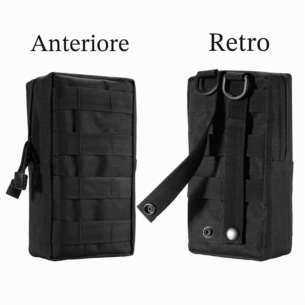 Molle Sacchetti – Tattico Compact Resistente agli schizzi d'acqua Multiuso EDC Utility Gadget Gear Appeso Borse vita Belt Fondinein Nylon, Nero