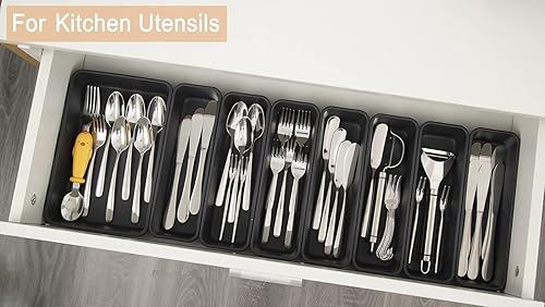 Miniatura 6 de Kutesna Organizador de cajones de escritorio entrelazado con 25 piezas con 4 tamaños para oficina, baño, cocina, maquillaje, herramientas