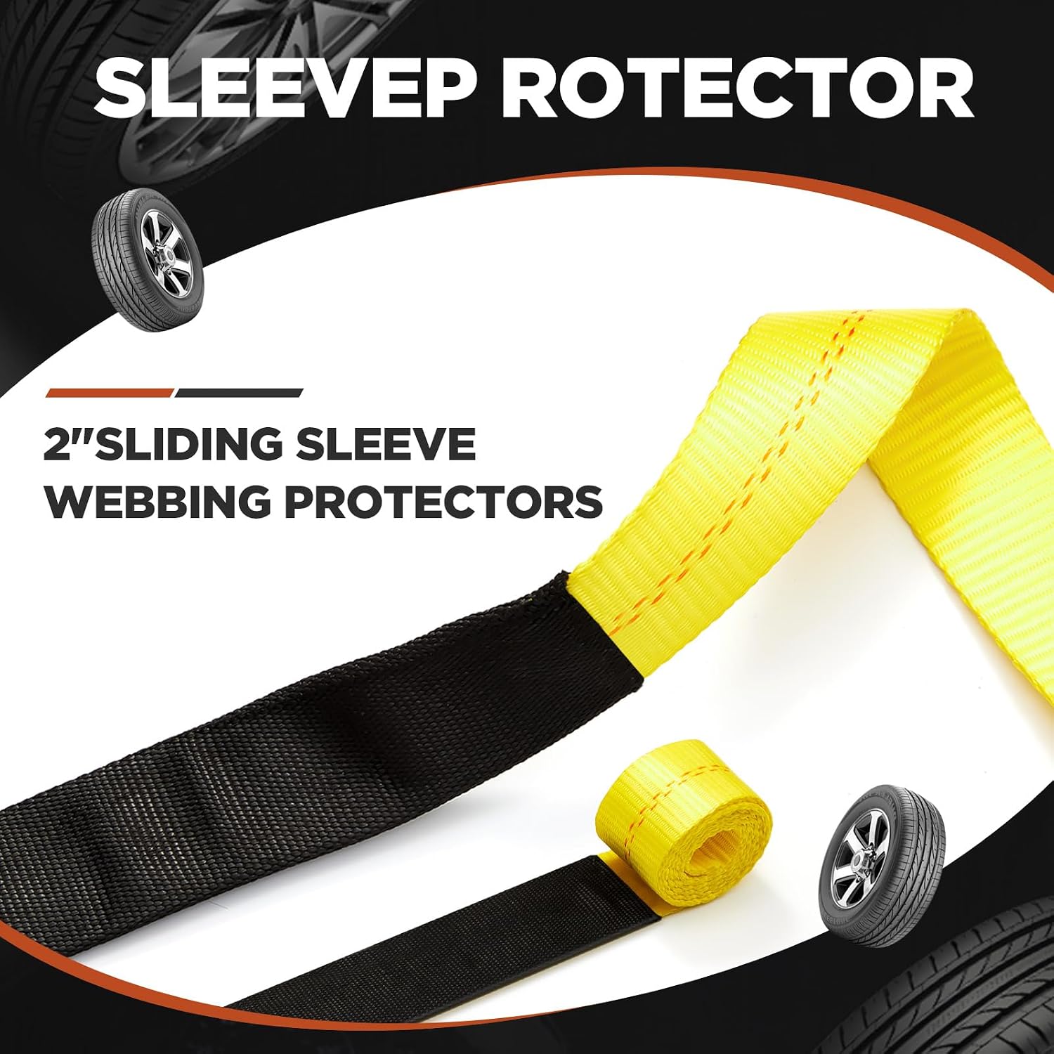 10 Pack 2" x 12" Webbing Protectors, Black Ratchet Strap Sleeves