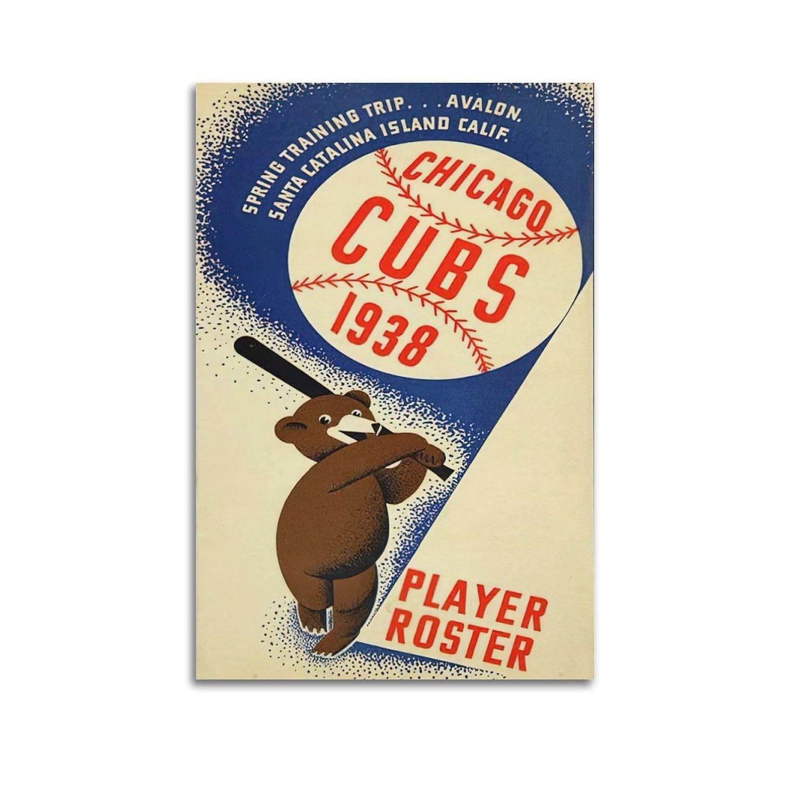 DLJGDS Vintage Sports Posters 1938 Chicago Cubs Decorative Painting Canvas Wall Posters And Modern Family Bedroom Decor 20x30inch(50x75cm)