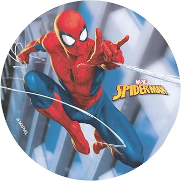 Dekora, Spiderman Edible Cake Topper, Marvel Decoration for Children's Birthday Cake, Round Wafer Disc 20 CM