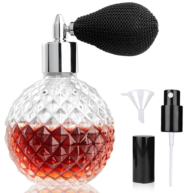 Frasco atomizador de perfume LINALL em vidro transparente, recarregável, 100 mL, com acessórios