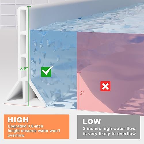 Miniatura 3 de YISUIPU Presa de agua de umbral de ducha de 3.8 pulgadas de alto, plegable, protector contra salpicaduras de agua para ducha, bloqueador de agua