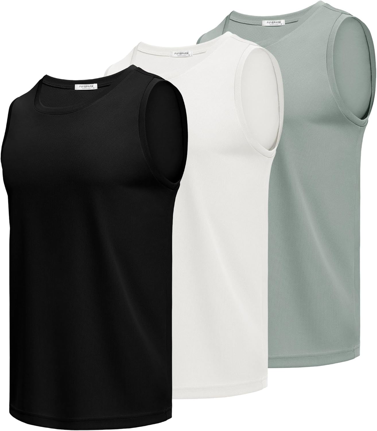 PINSPARK Men's 3 Pack Workout Tank Tops Quick Dry Sleeveless Muscle Tee Gym Bodybuilding Fitness Shirts for Men - Image 7