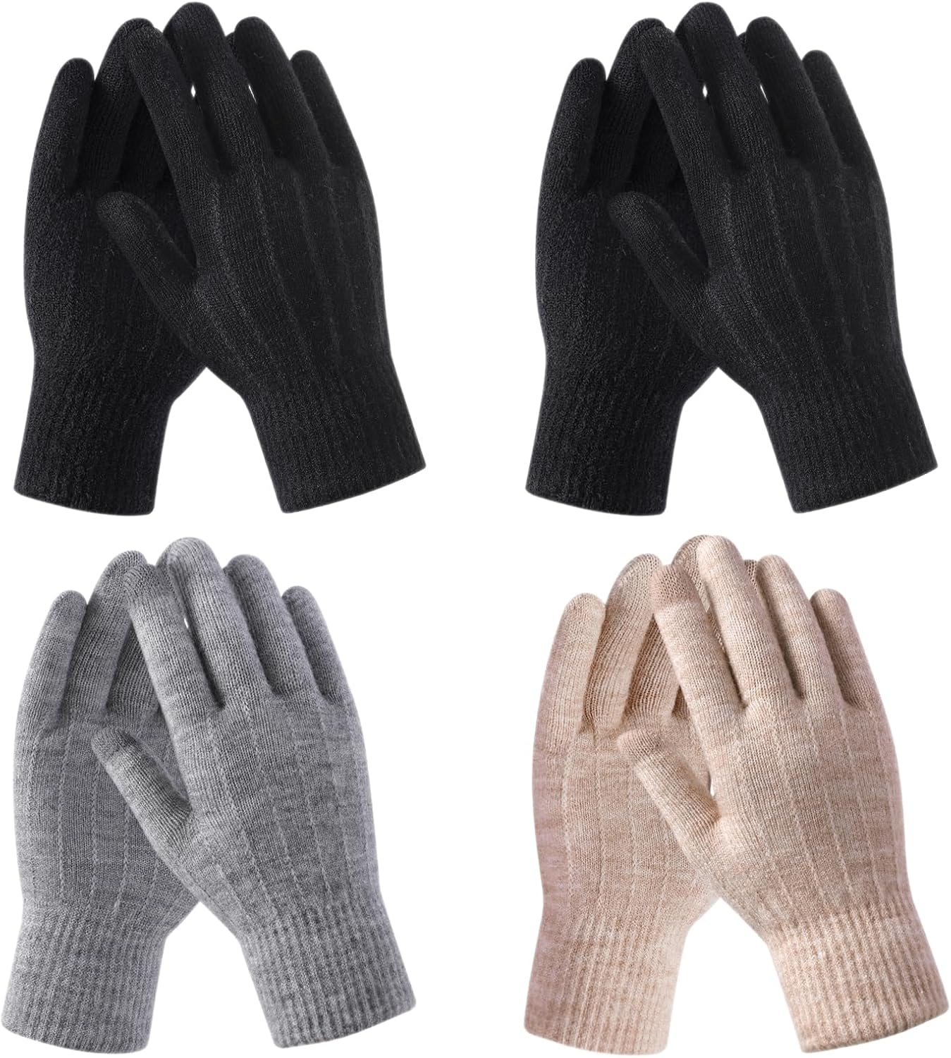 fauson Winter Gloves - 4 Pairs Winter Gloves Women Men Cold Weather Valentines Day Gifts for Her Womens Gloves