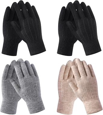 fauson Winter Gloves - 4 Pairs Winter Gloves Women Men Cold Weather Valentines Day Gifts for Her Womens Gloves