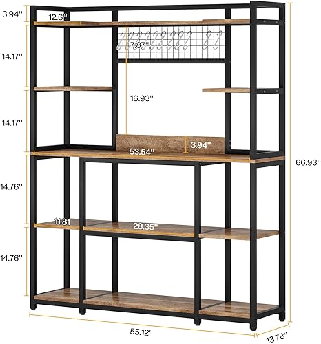 Miniatura 2 de Tribesigns Estante grande para panaderos, gabinete de cocina de 55 pulgadas de ancho, soporte para microondas con 11 ganchos, estante de
