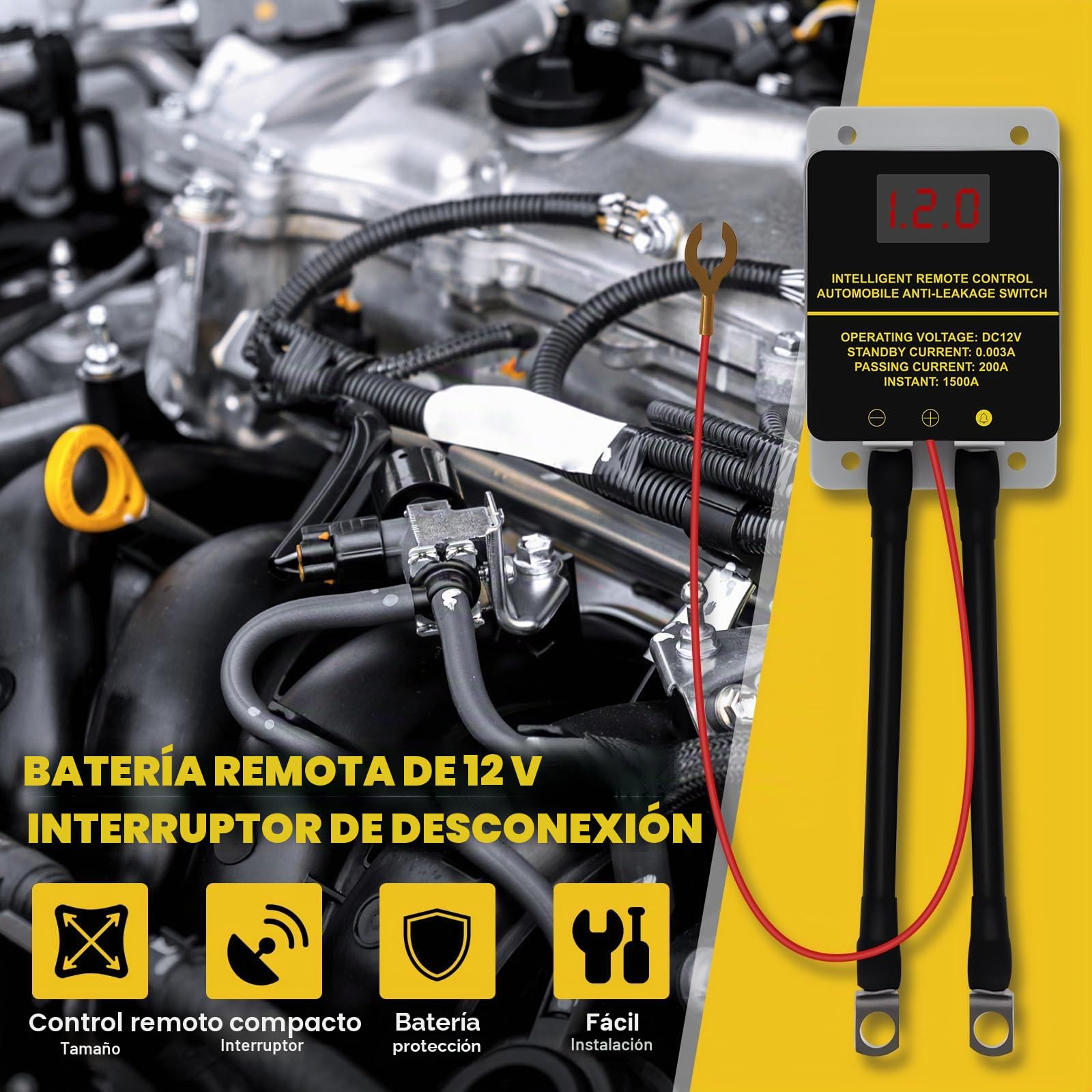 12V 200A Batterietrennschalter Autobatterieschalter, Batterie Trennschalter mit LED-Spannungsanzeige, Fernbatterie Trennschalter Funkschalter Set mit Fernbedienung für Auto RV, ATV, Boot, LKW