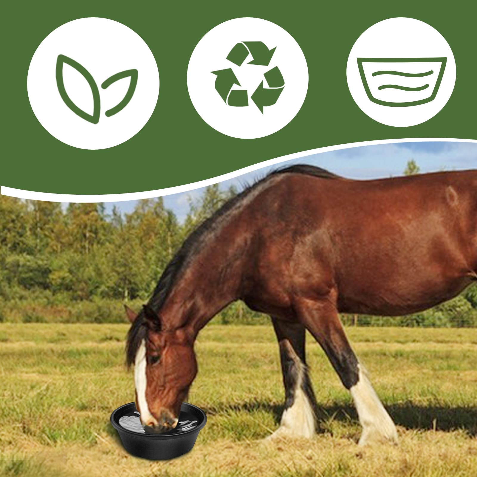 Lot de 4 mangeoires en caoutchouc durable de 4 litres, seau d'alimentation en caoutchouc résistant pour chevaux, chèvres, poulets, chats, chiens, conteneurs de bain pour animaux