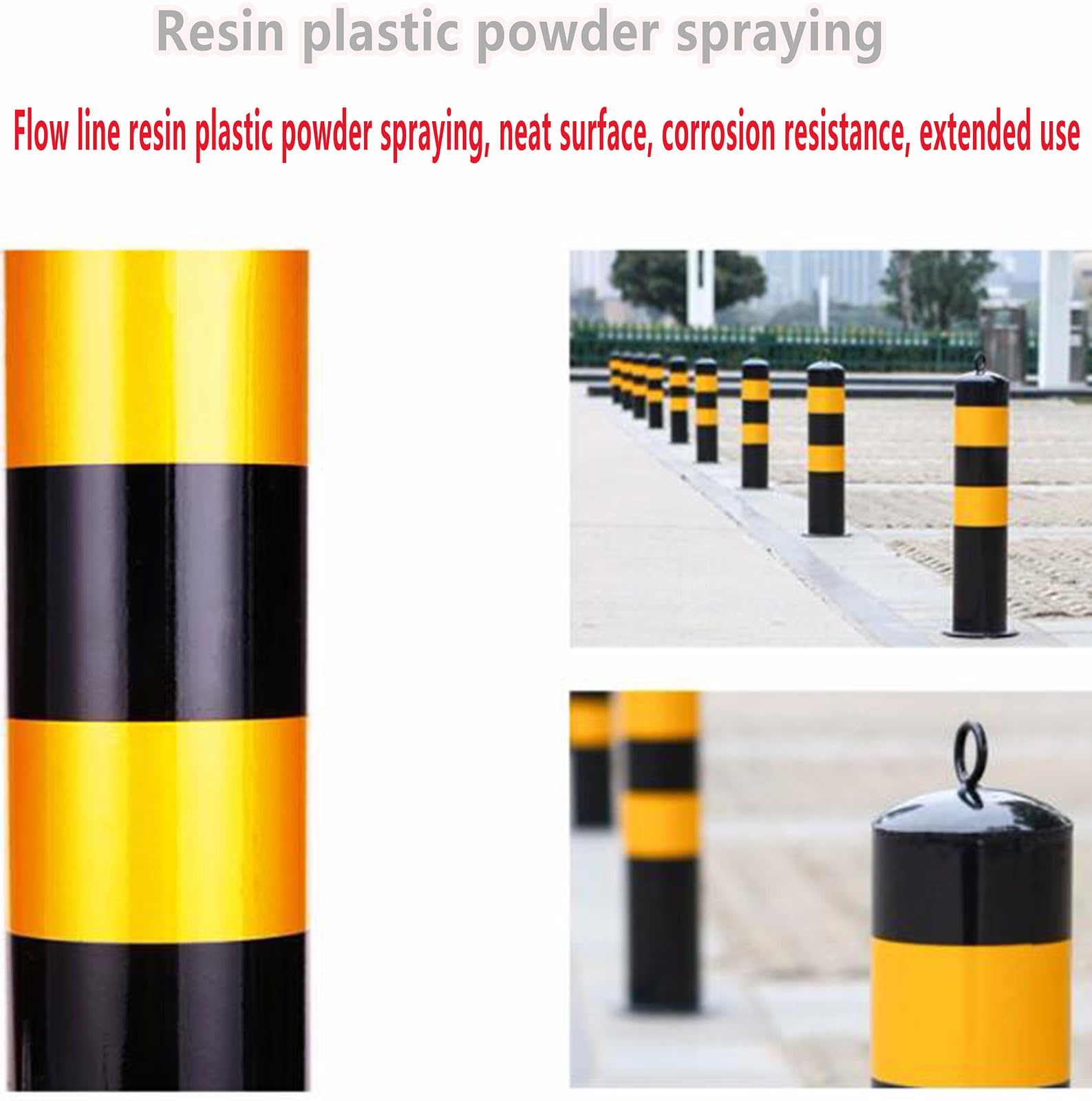 Paquete de 2 con candado – Postes desmontables for entradas vehículos y aceras, 8 puntos anclaje Bolardos estacionamiento acero(550x114mm)
