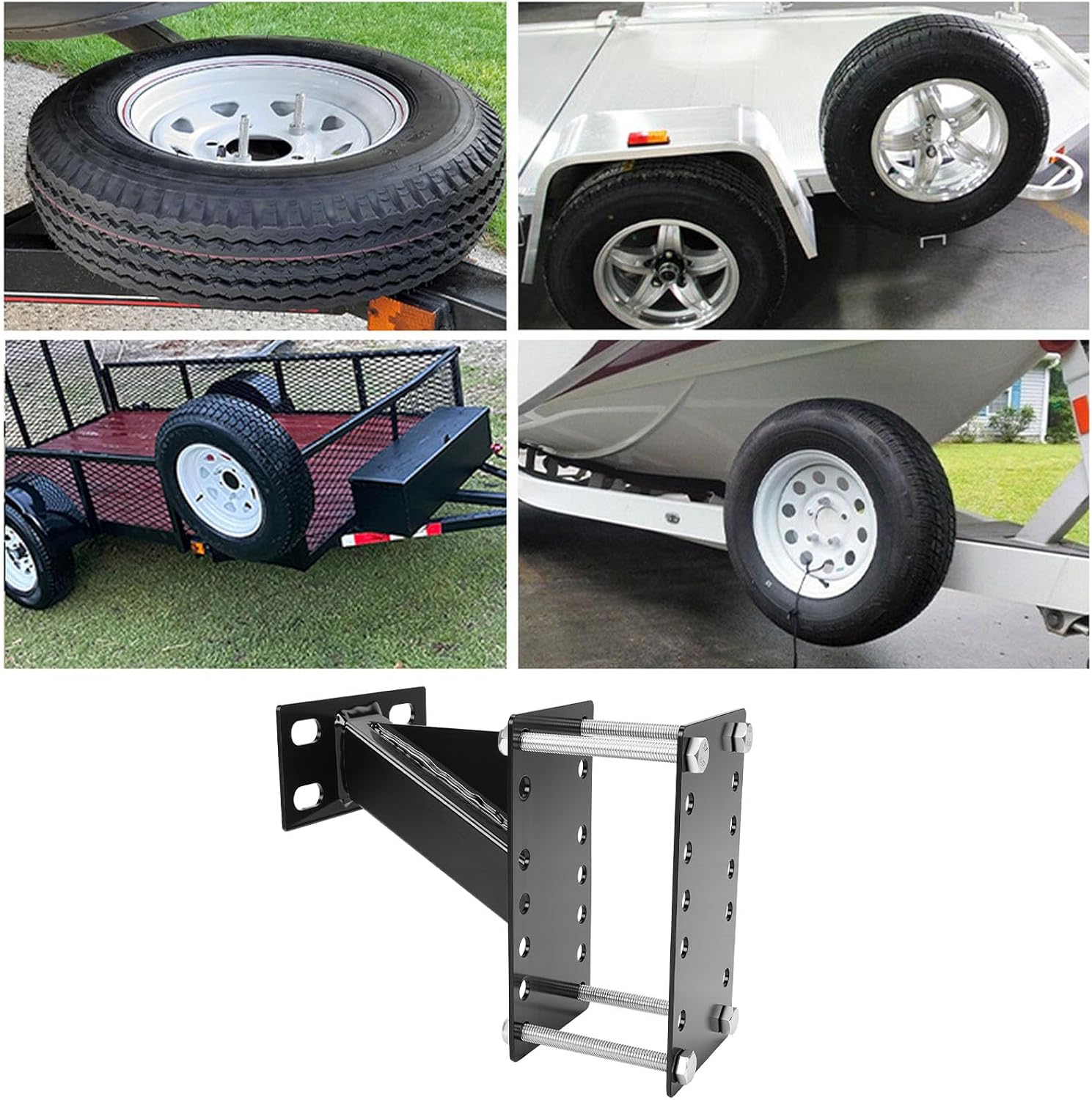 LiebeWH Spare Tire Carrier Heavy Duty 150lbs Capacity Solid Iron Mount Bracket for Boat and Utility Trailers