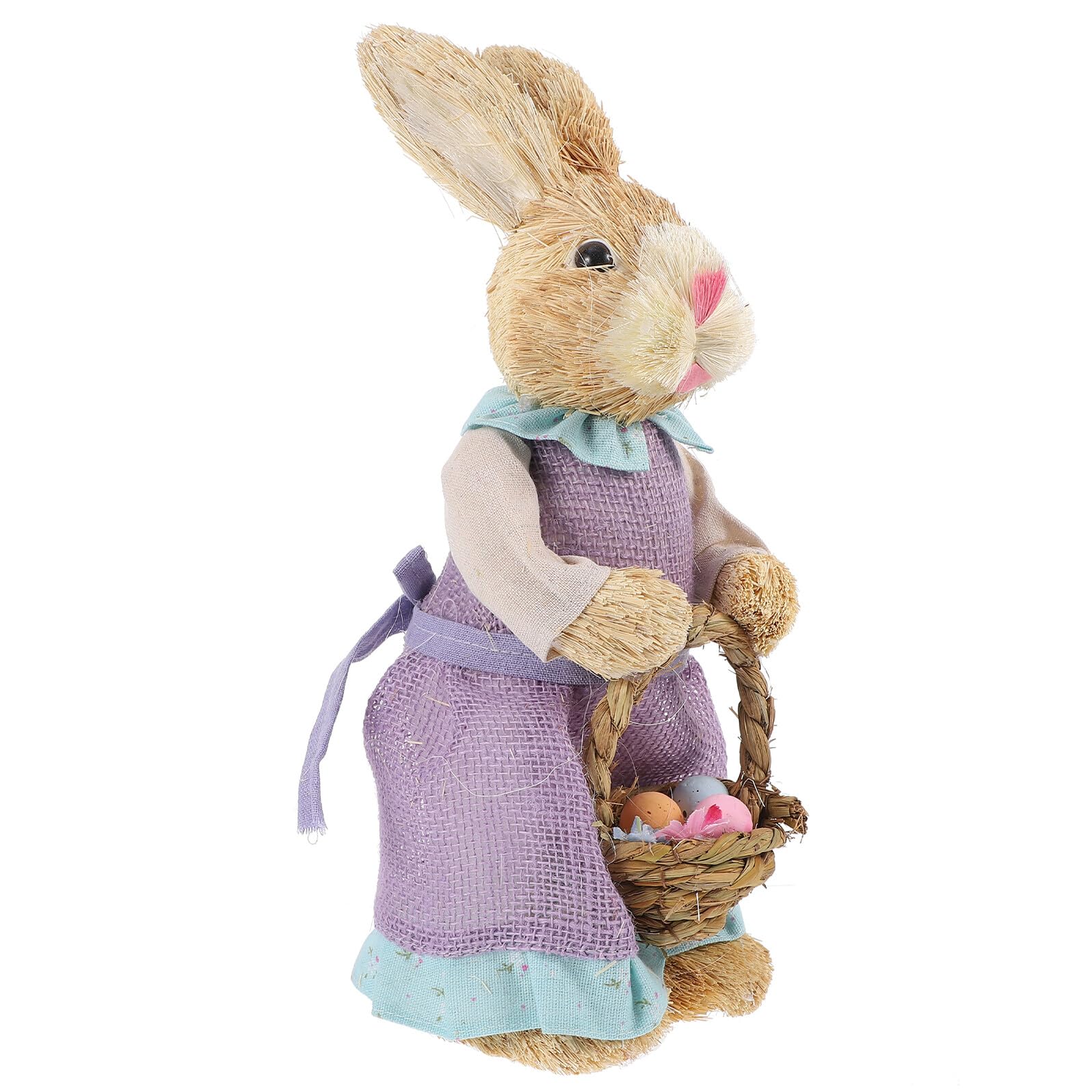 Alipis Conejo de Pascua de Paja Decorativo Adorno Hogar y Oficina Figura Artesanal de Conejito de Tamaño Mediano Diseño Rústico para Decoración de Jardín y Fiestas