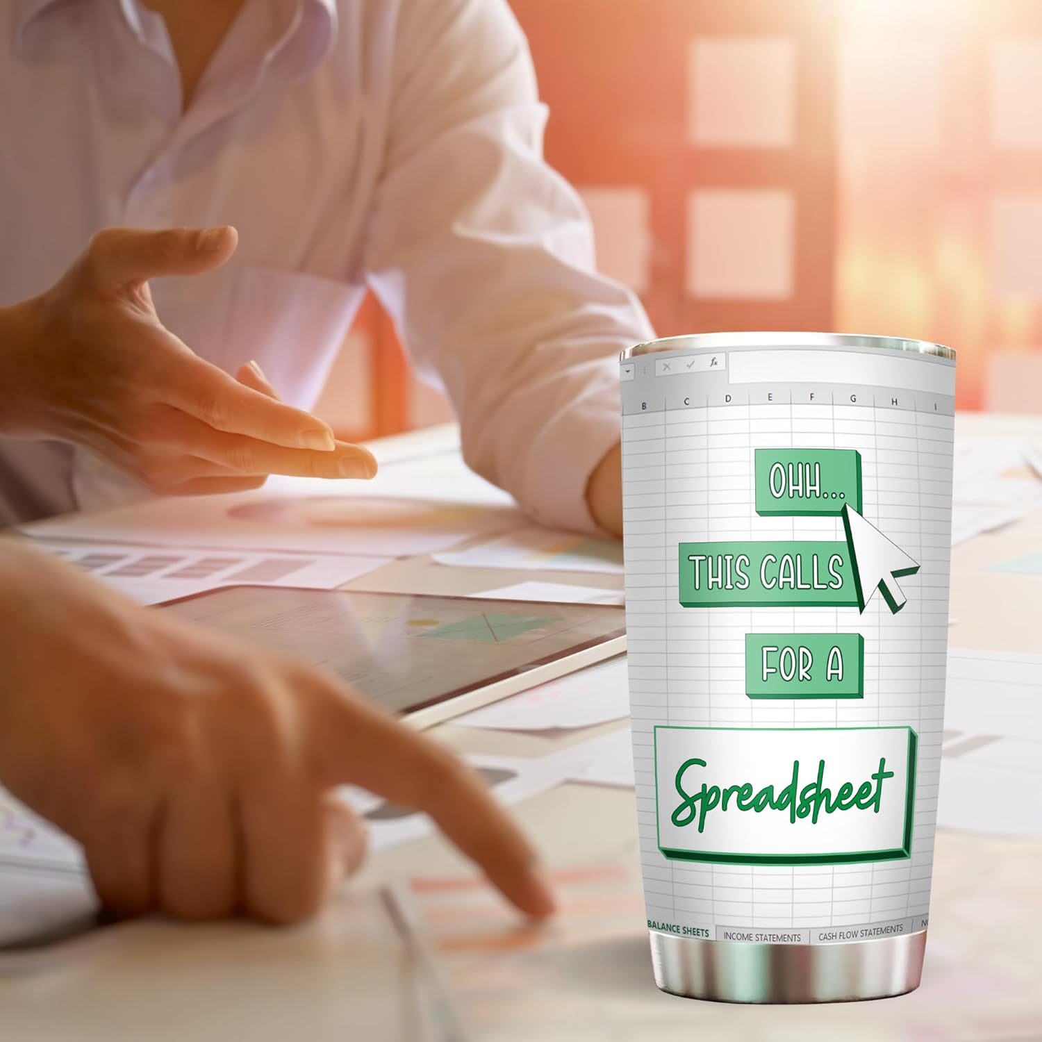 Oh This Calls For A Spreadsheet Tumbler - Accountant Gifts for Women Men - Finance, CFO, CPA, Excel Gifts for Boss, Managers, Coworkers, Researcher, Financial Advisors - Excel Shortcuts Tumbler 20oz - Image 4