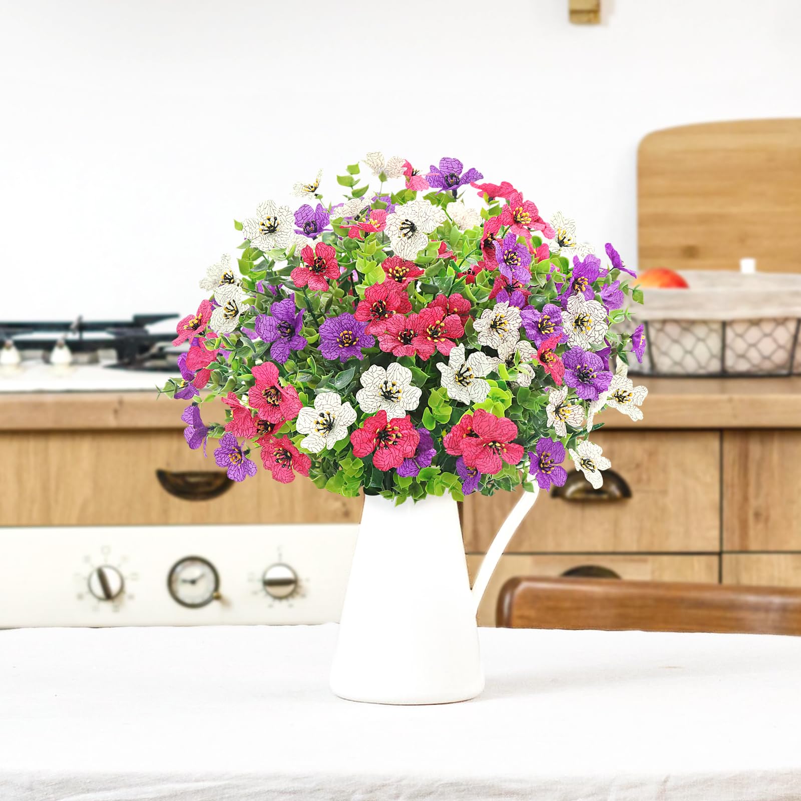 Yueshop Künstliche Blumen, UV-beständig, künstliche Pflanzen, Blumen, realistische Kunstplastik, Frühlingsblumen, Großpackung für den Innen- und Außenbereich, für Zuhause, Garten, Veranda, Bauernhaus
