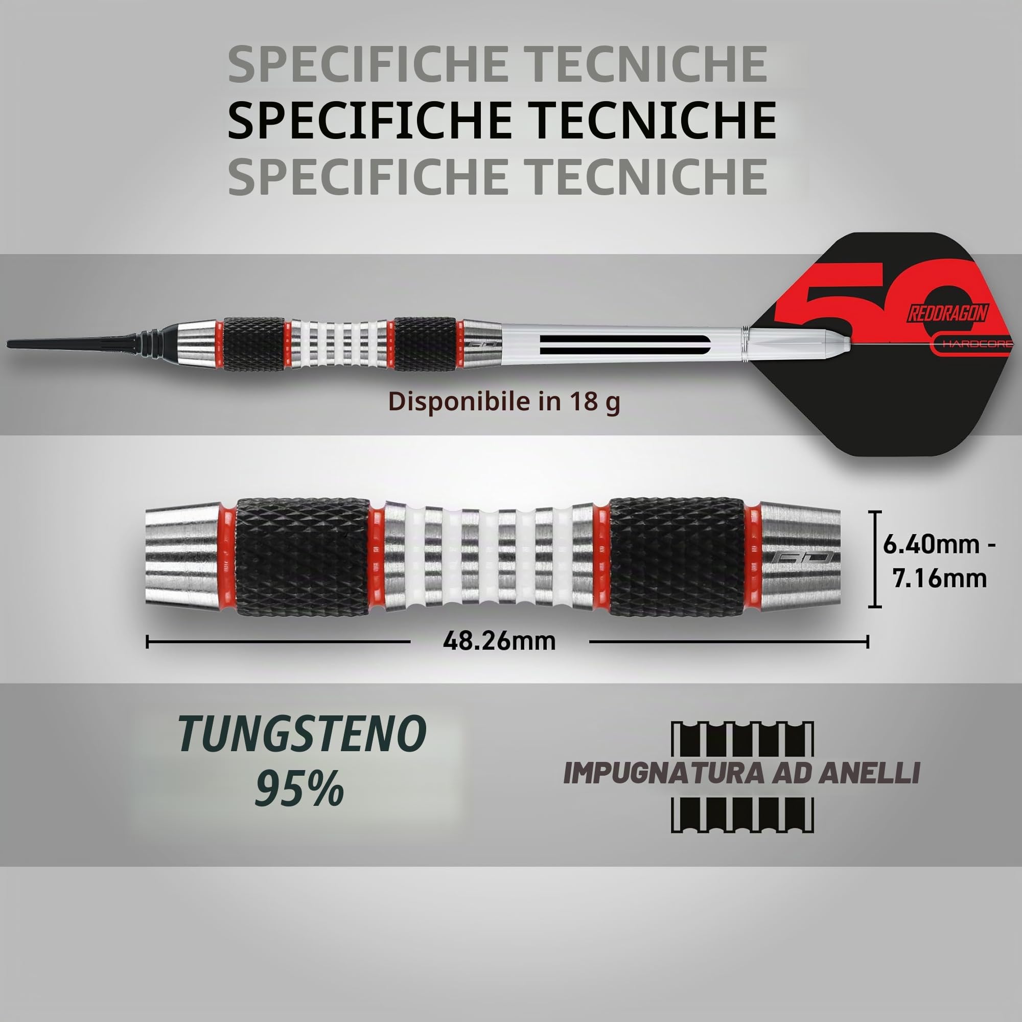 RED DRAGON Darts - Axis Professionale Darts 18g - Softip Freccette Tungsteno con Punta Acciacio, Voli e Freccette Aste