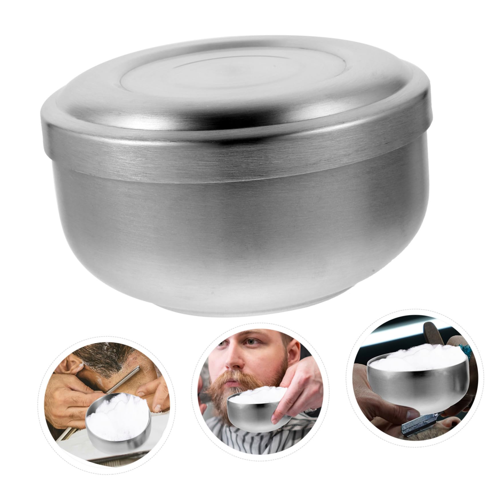 Homoyoyo Ciotola da Barba con Coperchio Leggera e Facile da Riporre in Acciaio Inossidabile Design Semplice e Pratica per Uso a Casa o Barber Shop
