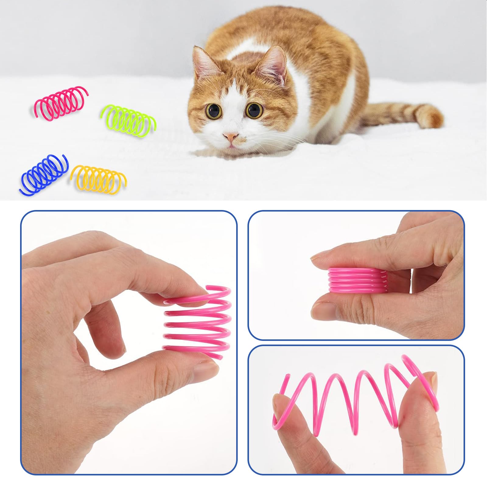 RTRTGS 16 Kleurrijke Spiraalveren Voor Katten – BPA-vrij, Veerspeelgoed, 4,5 Cm Lang
