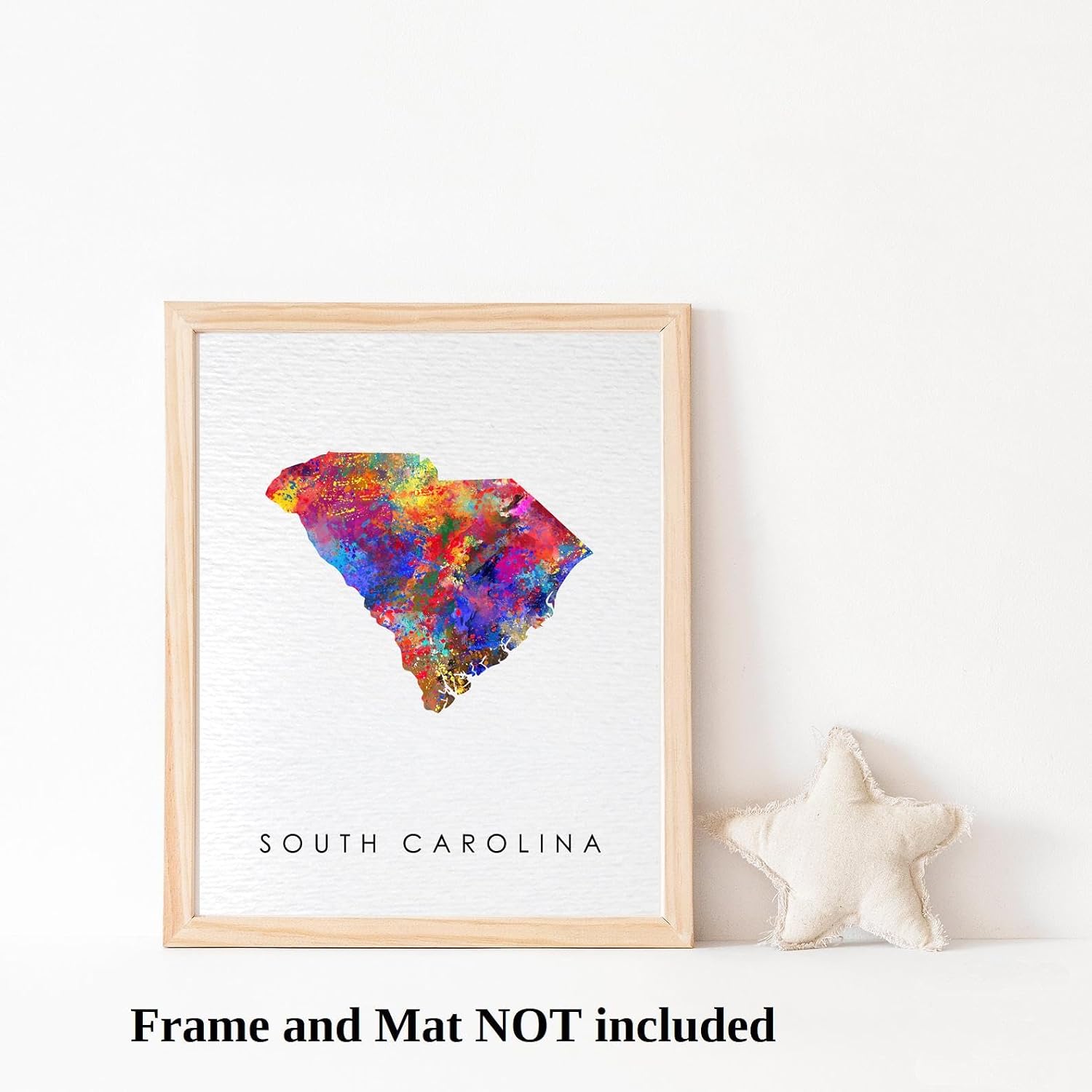Dignovel Studios 11X14 Unframed South Carolina Hometown State Abstract Watercolor Art Print Poster Geography Wall Hanging Decor DN974