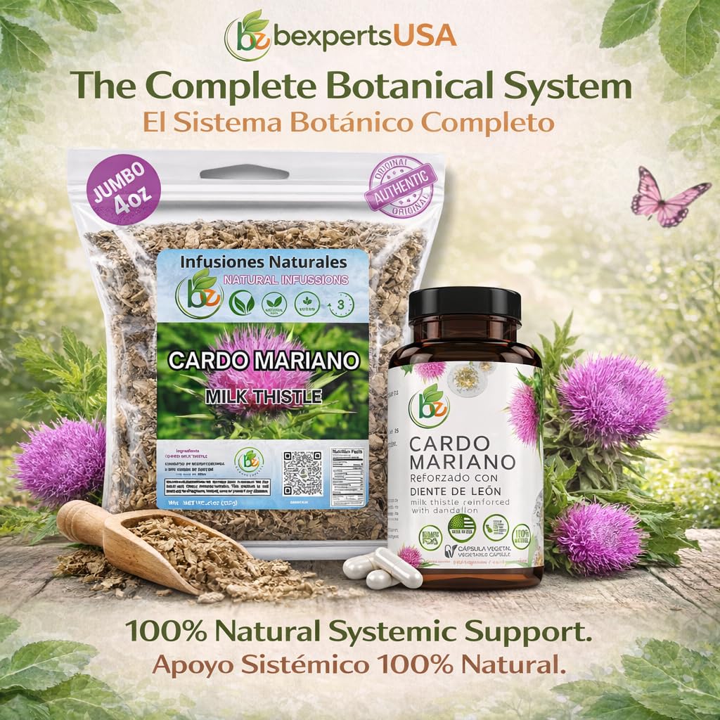 Cardo Mariano Herb Tea & Capsules | Vegan | 100% Pure & Natural Milk Thistle | Loose Tea 4oz (113g) + 60 Capsules (1000 mg Each) - Herbal Dietary Supplement | Extra Forte — Amazon image 2