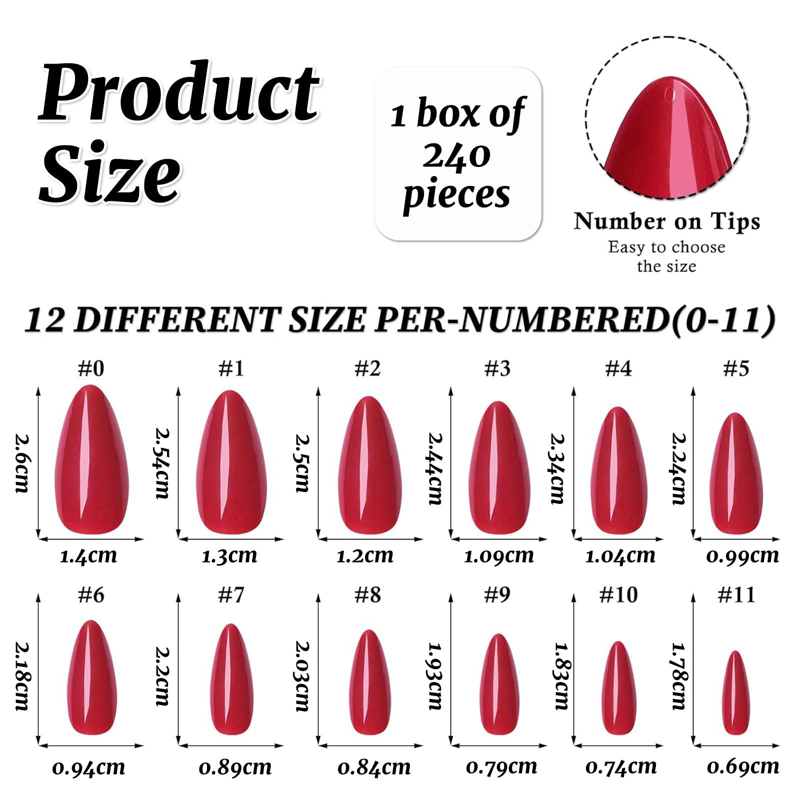 LunarCharm 240 Pieces Wine Red Oval Press on Nails Medium Length Fake Nails Press ons, False Acrylic Nails Oval Nail Tips - Image 2