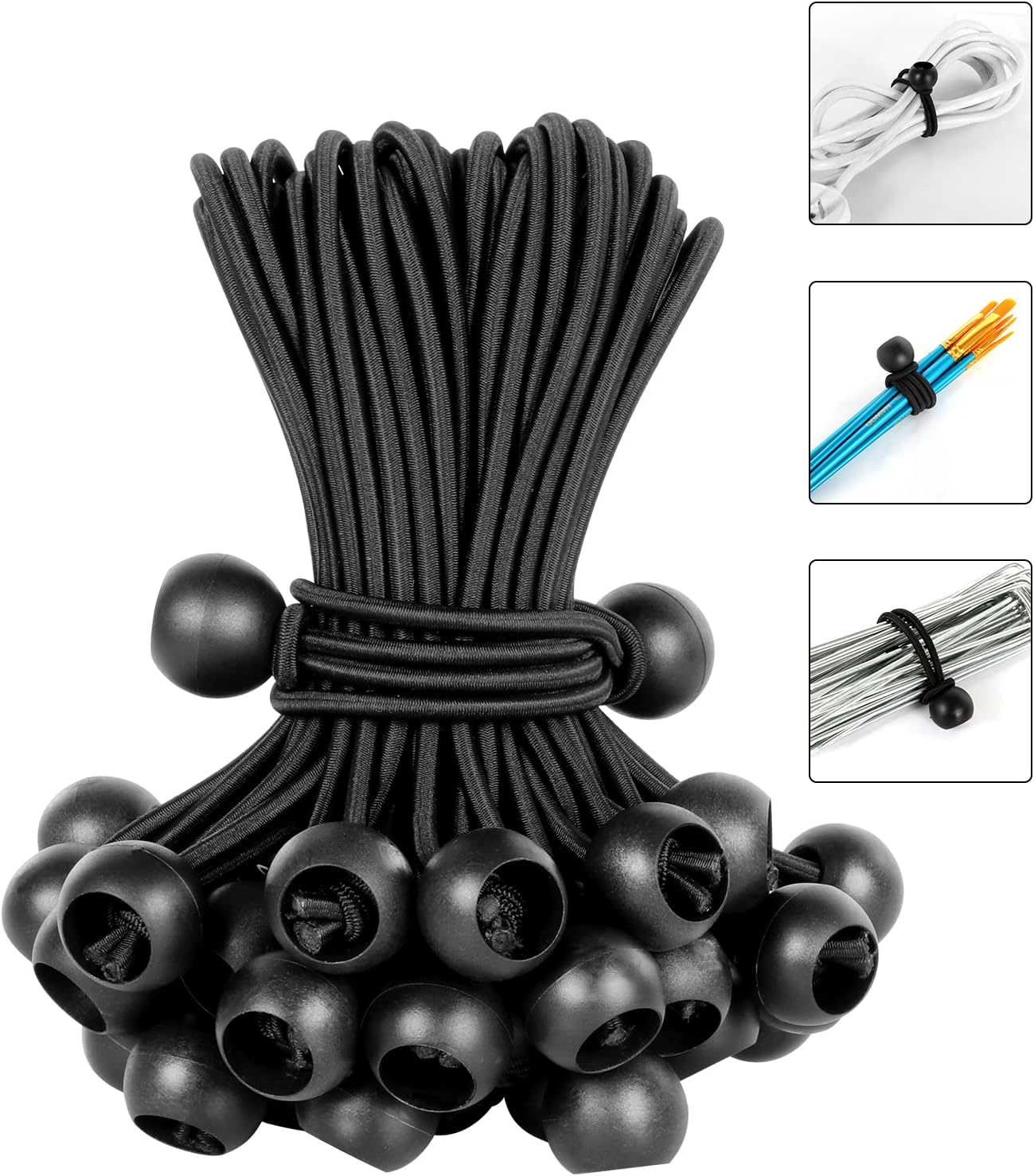 Kinzomor Ball Bungee Cords 8 Inch,50 PCS Bungee Ties with Balls Heavy