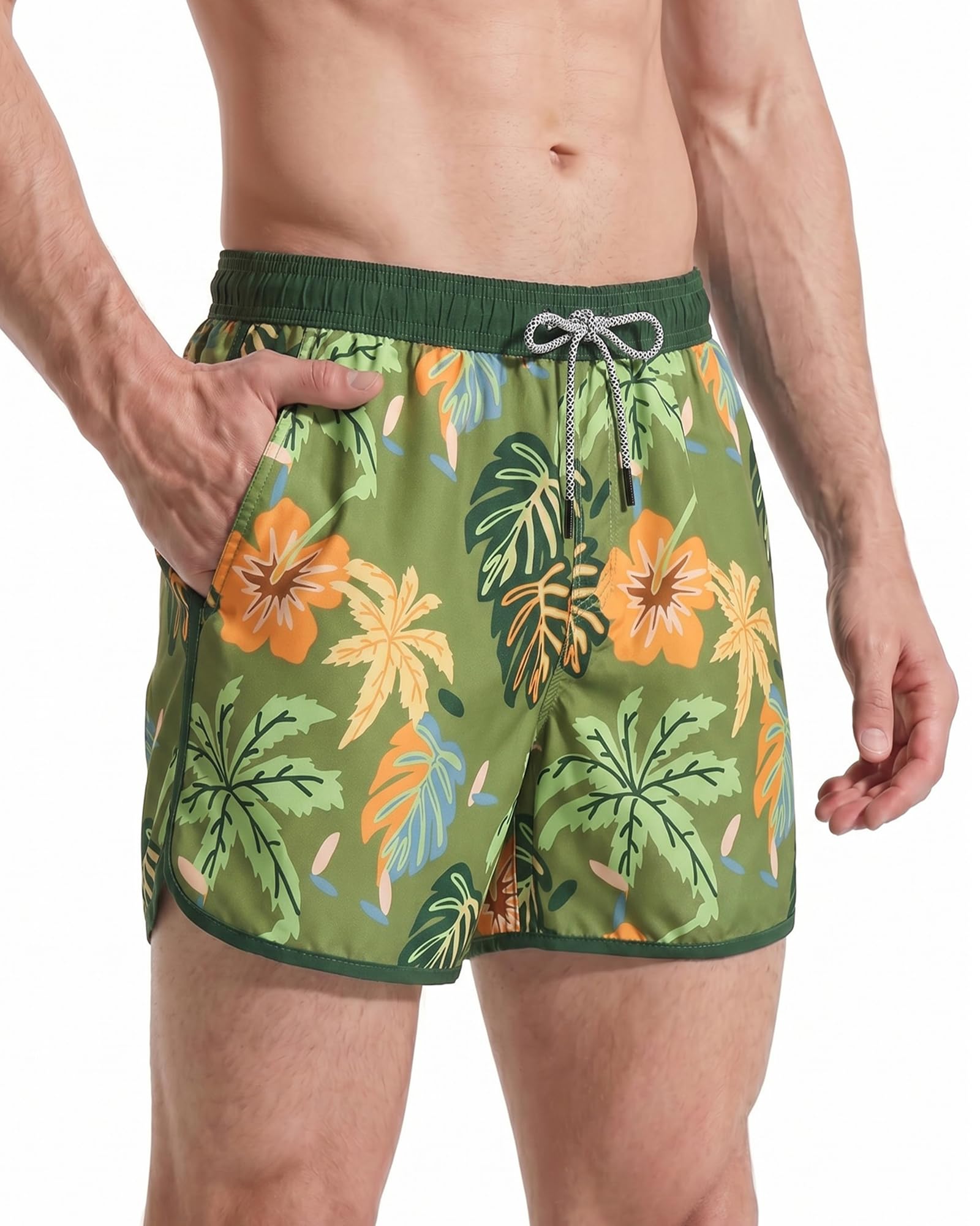 maamgic Herren Badeshorts Vintage Retro Boardshorts Schnelltrocknend Kurz Badehose Schwimmhose mit Mesh-Futter und Verstellbarem Tunnelzug