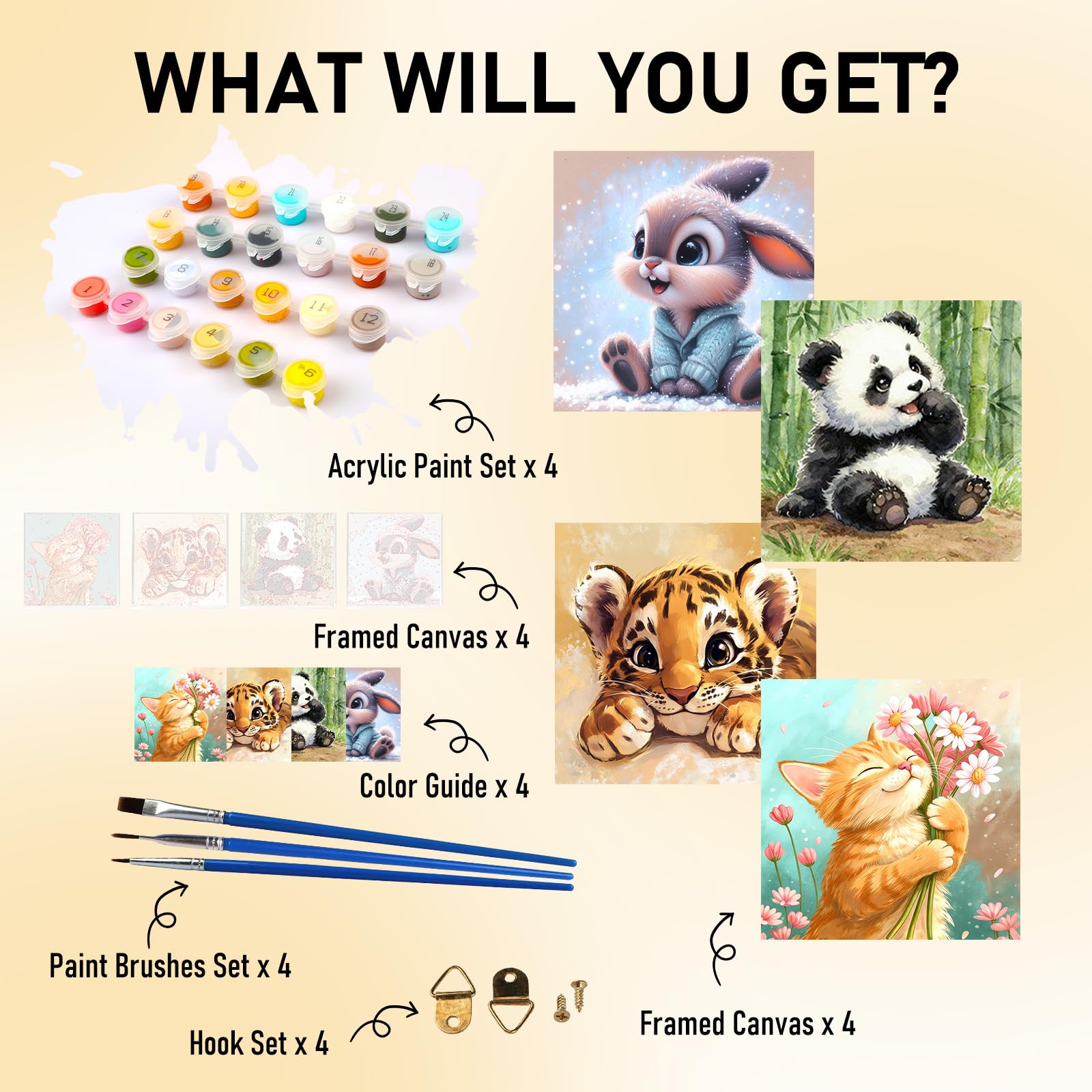 Peinture Par Numéro,Tigre Avec Petit Adulte Avec Pinceaux Et Acryliques Bricolage Peintures Kits Peinture Par Numéro,Tigre Avec Petit Adulte Avec Pinceaux Et Acryliques Bricolage Peintures Kits
