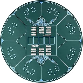 AQQA 119,9 cm runde Pokermatte – runde Texas Hold'em Pokermatte – rutschfeste faltbare Tischmatte – Texas Hold'em Poker Tischplatte Spielmatte für Spielkarten, Pokerspiele, Blackjack, Casino