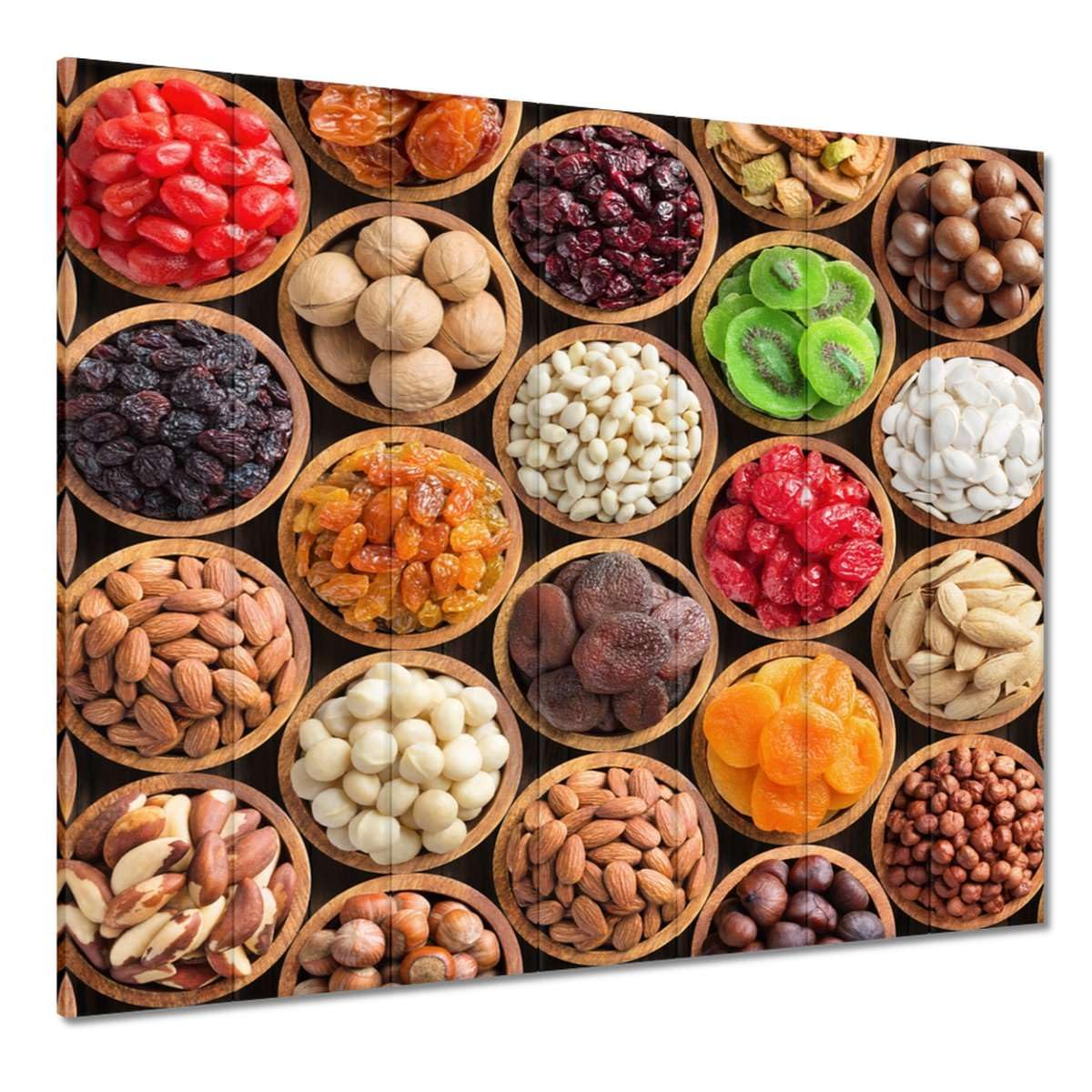 Peinture imprimée sur toile Décoration murale 210 x 195 cm Fruits secs et noix N° H9560M_PC7F