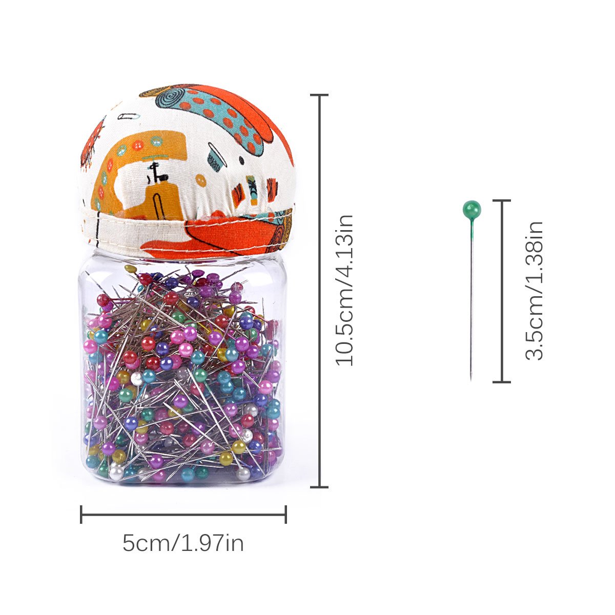Lot de 500 épingles à coudre droites avec boîte - Tête ronde colorée - Pour travaux manuels, couture, décorations