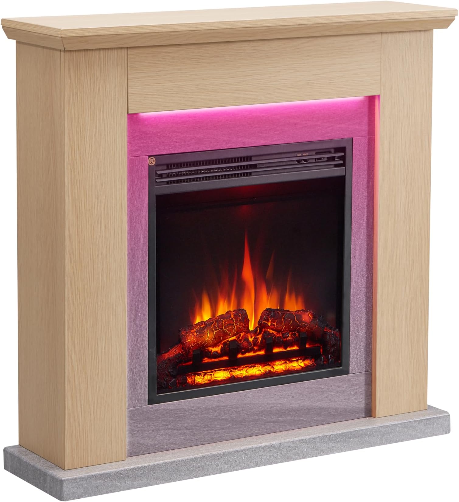 FLAMME 35" Freestanding Electric Fireplace Suite, Stratford, Natural Oak