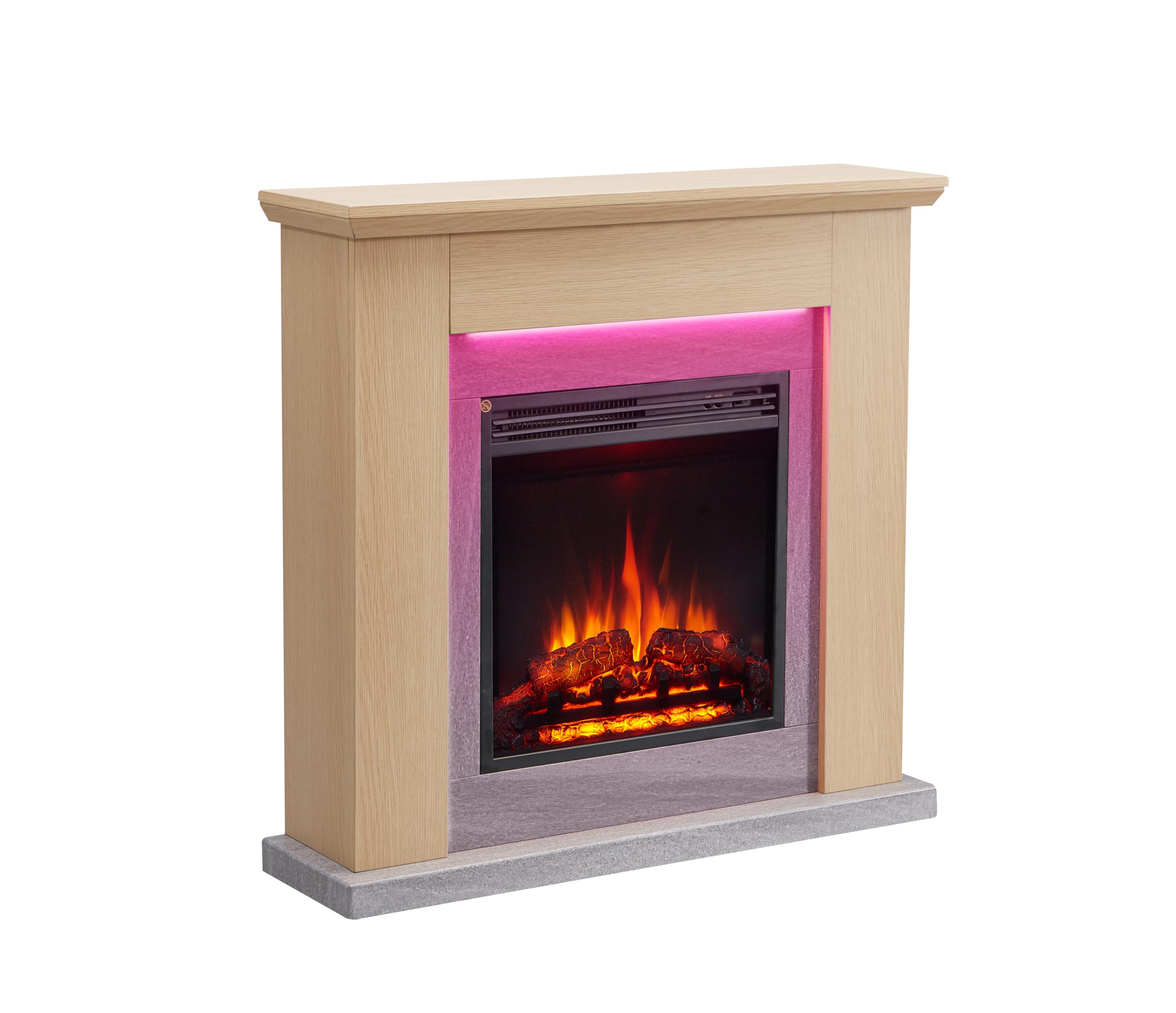 Flamme Natural Oak Stratford Electric Fireplace With 35" Surround With 2Kw Fireplace Heater Multiple Colours Available
