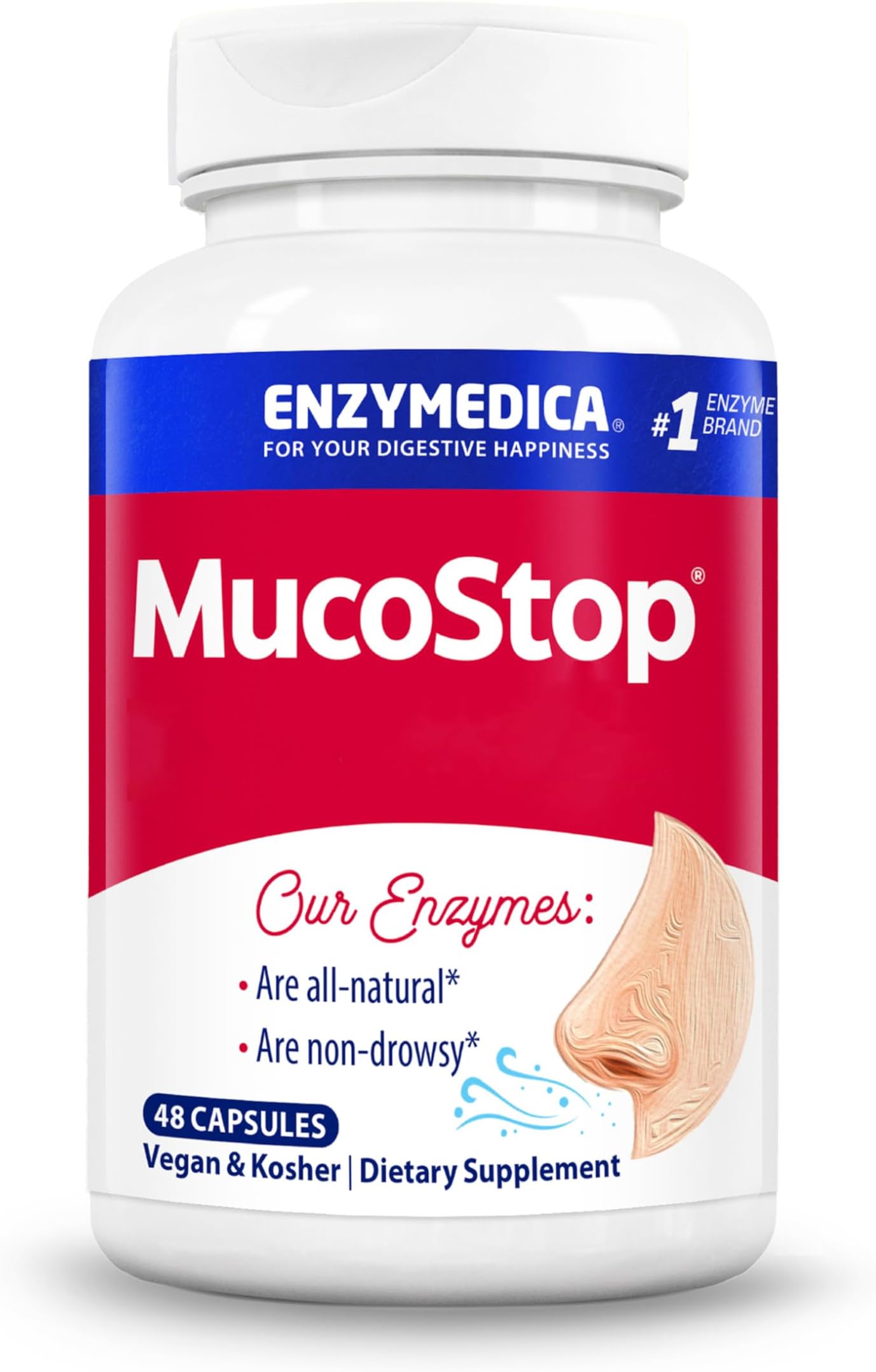 MucoStop (48 Capsules) | Immunity Digestive Enzymes Supplements | Digestive Enzymes Blend for Excessive Mucus and Respiratory Health Support, Nutrient Supplements, Mucus Relief, Vegan