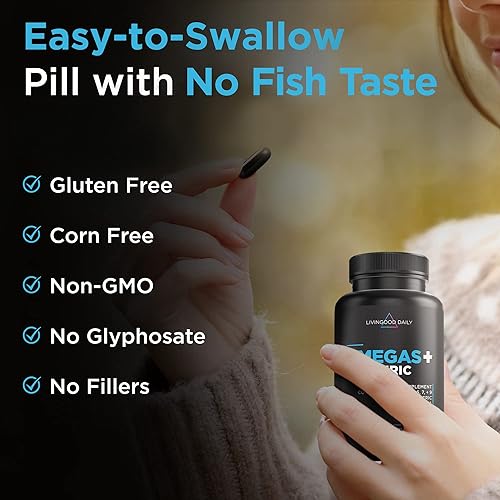 Miniatura 2 de Livingood Daily Paquete esenciales potente suplemento de cúrcuma Omega 3-6-7-9 Plus combinado con vitamina D3 K2, magnesio, mezcla probiótica y más