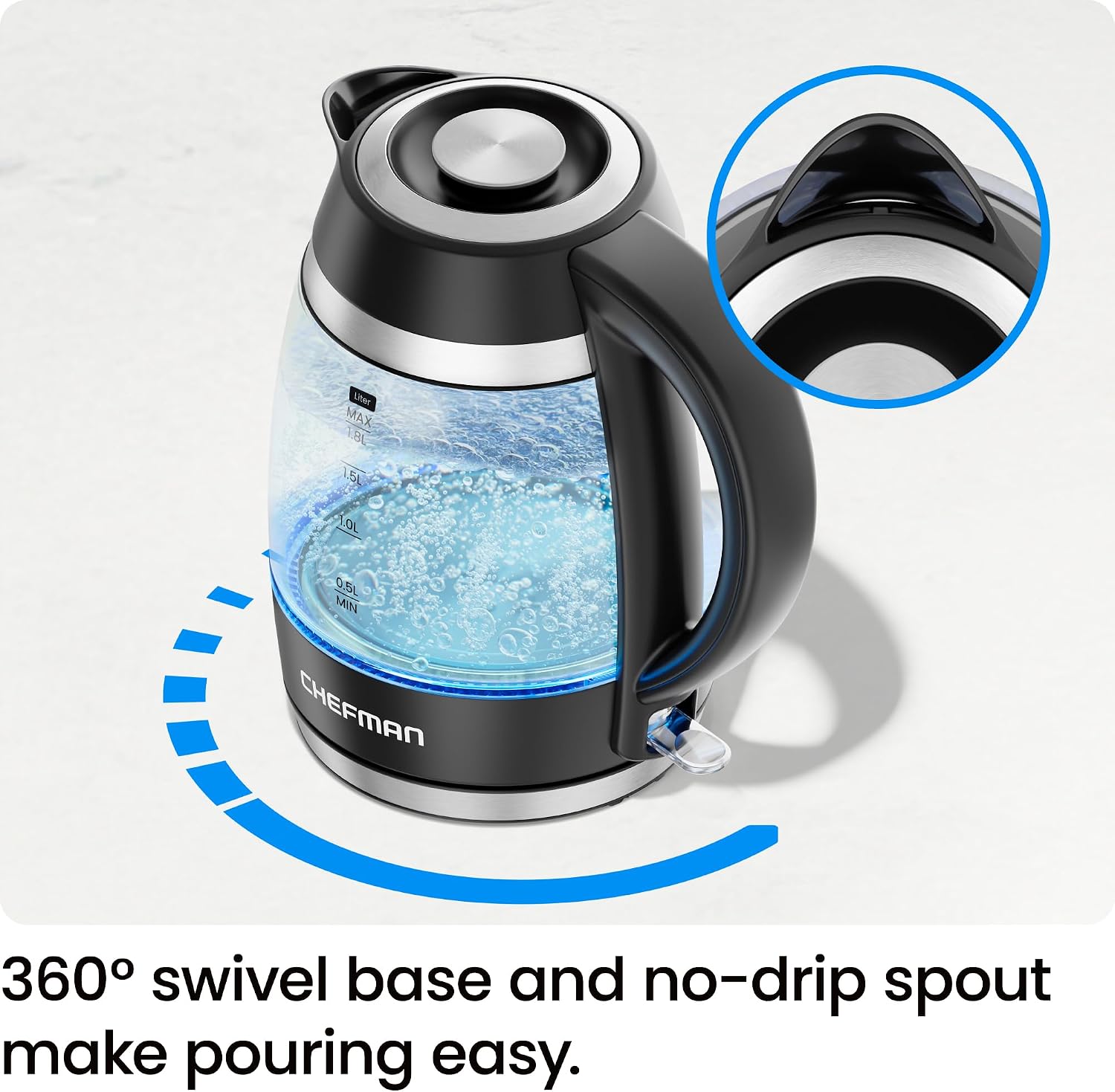 Glass Electric Kettle 1.8L 3000W, Auto Shut-Off 1.8 litres (RJ11-18-PL-UK) thumbnail 6