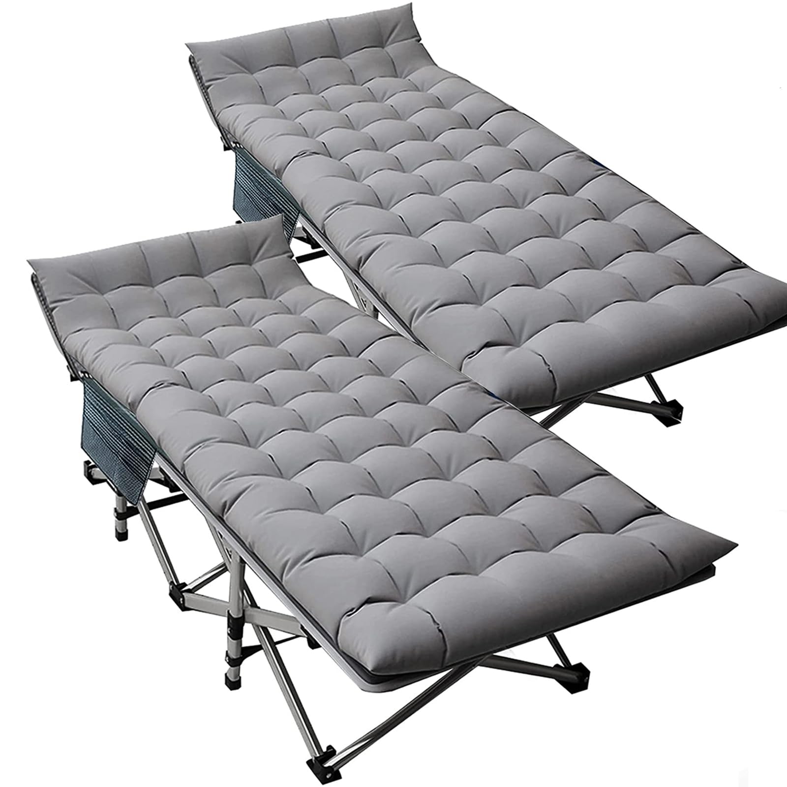 DoCred Oversized XXL Folding Camping Cot with Mattress, 2 Pack 32" Wide Cot