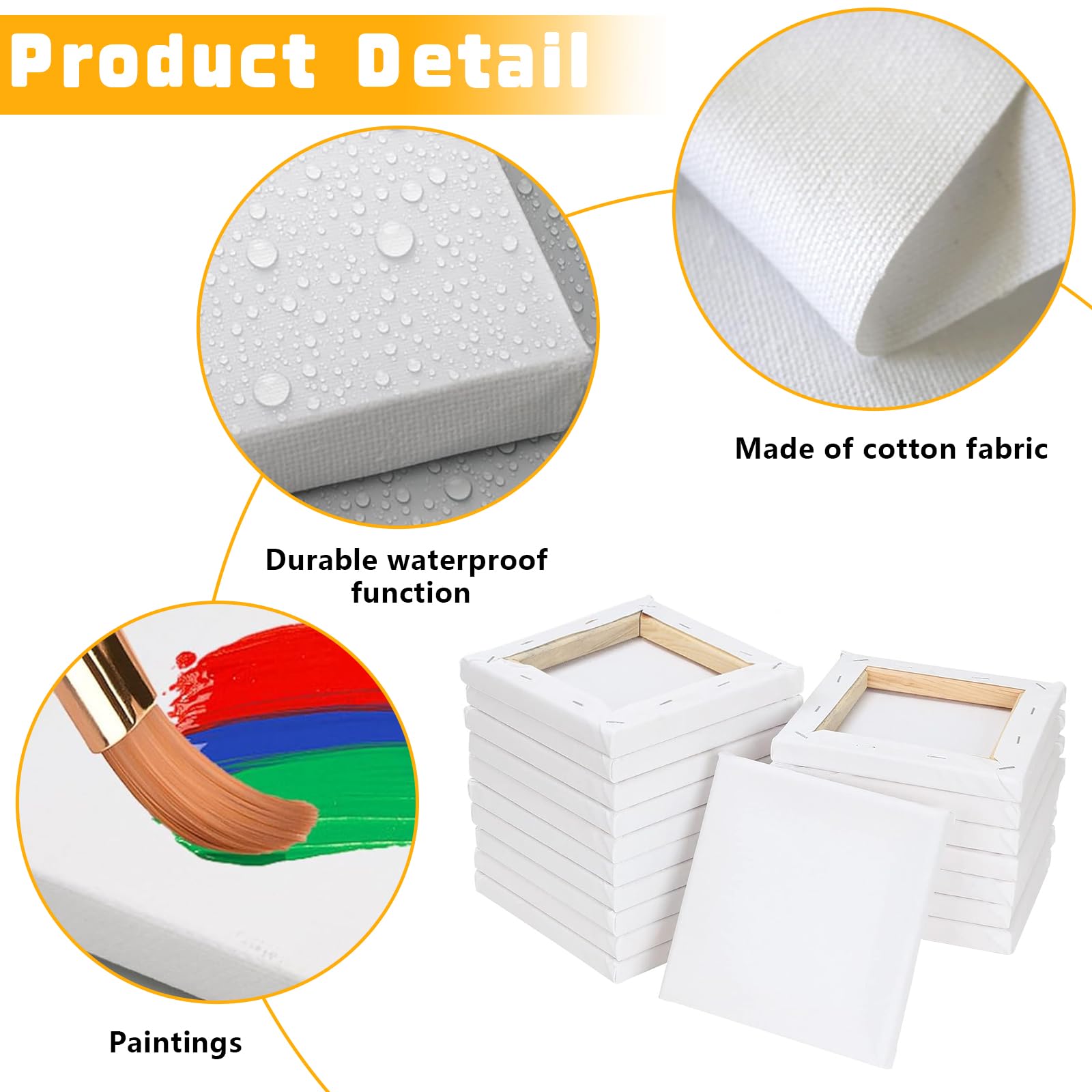 Lot De 6 Toiles à Peindre Cœur Avec Cadre Bois – Format 10,6 Cm – Coton Premium – Idéal Acrylique, Huile & Décoration Peinture Acrylique Huile