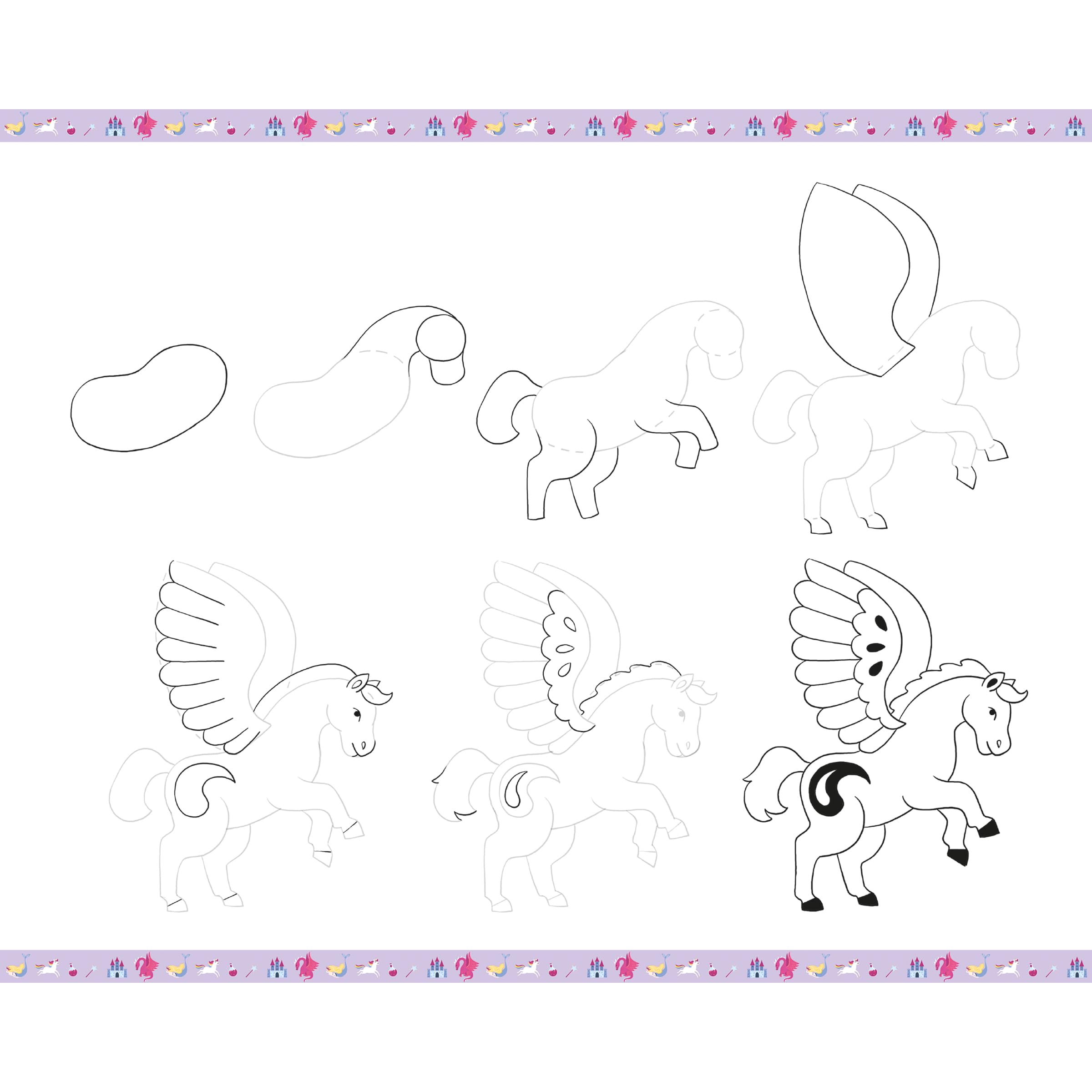 Janod - Step by Step Drawing - Nauka rysowania - 20 modeli fantasy - zestaw rysunkowy dla dzieci - nauka rysowania i koncentracji - od 7 lat - J09153