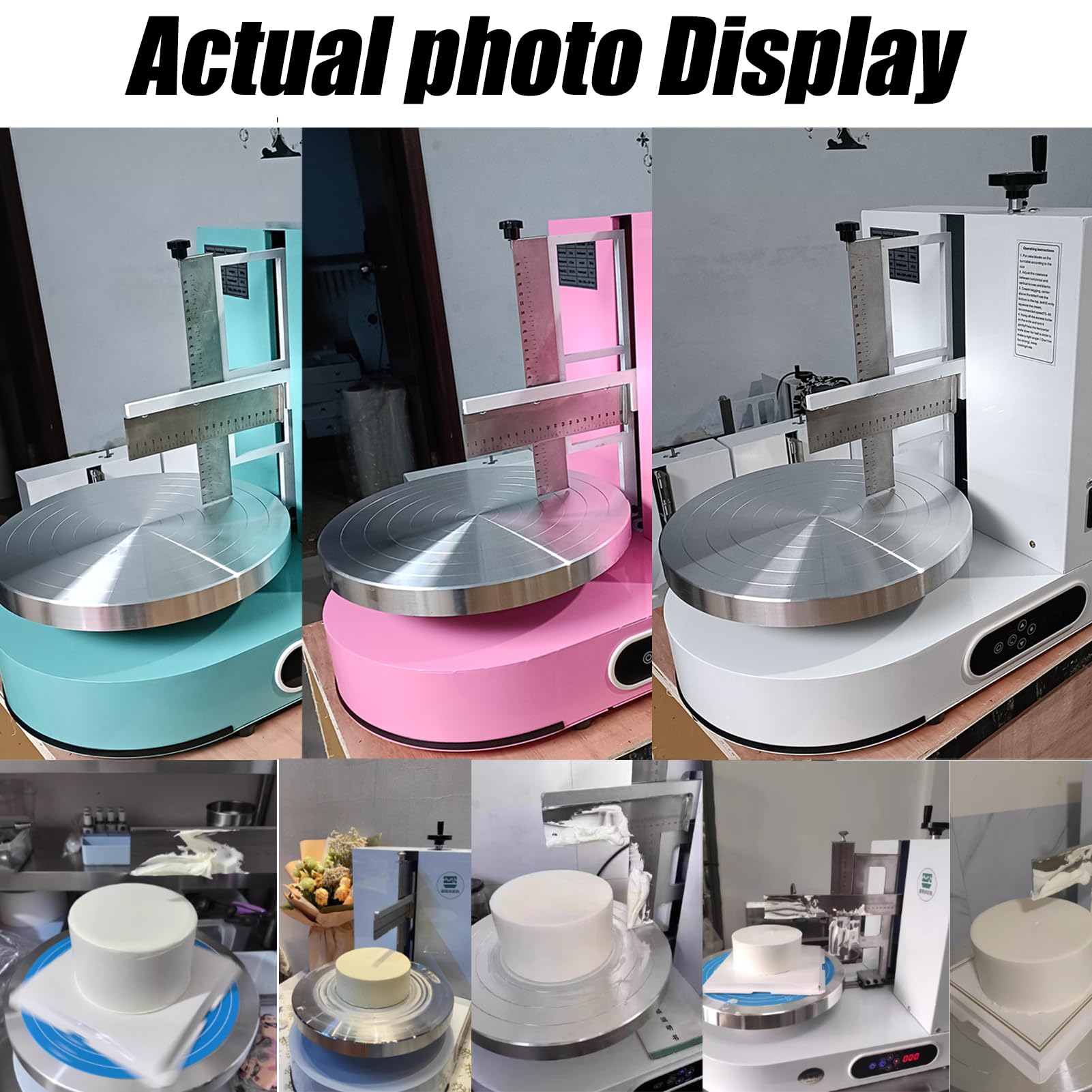 200W Elektrische Torten-Dekorier-Maschine, Automatische Kuchencreme-Glättungs- und Verteiler-Maschine für 4-12 Zoll Kuchen, 35CM Drehteller mit Randschaber, Profi-Kuchenzubehör