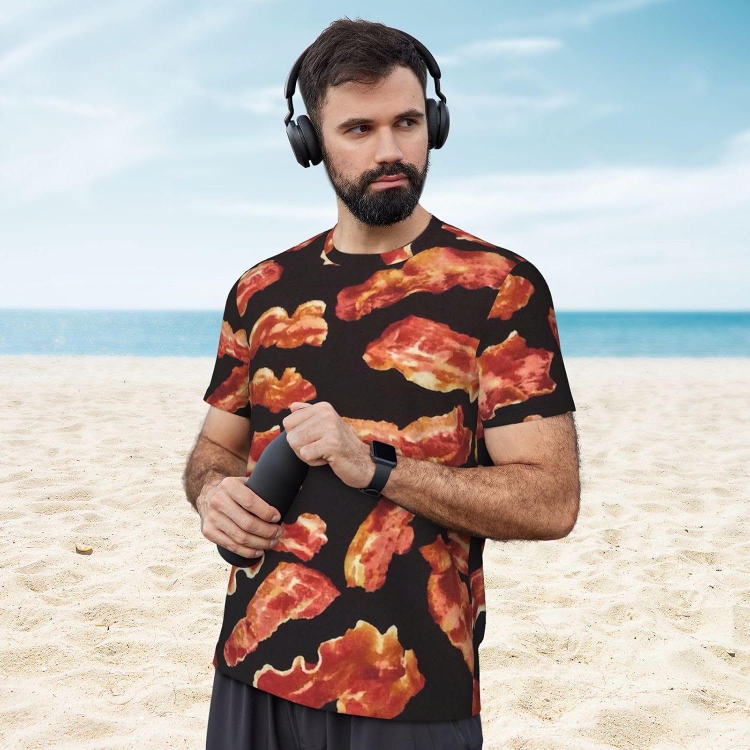 Blue Men's Short Sleeve Mesh Crew Neck T Shirt Athletic Running Gym Tee - Image 4