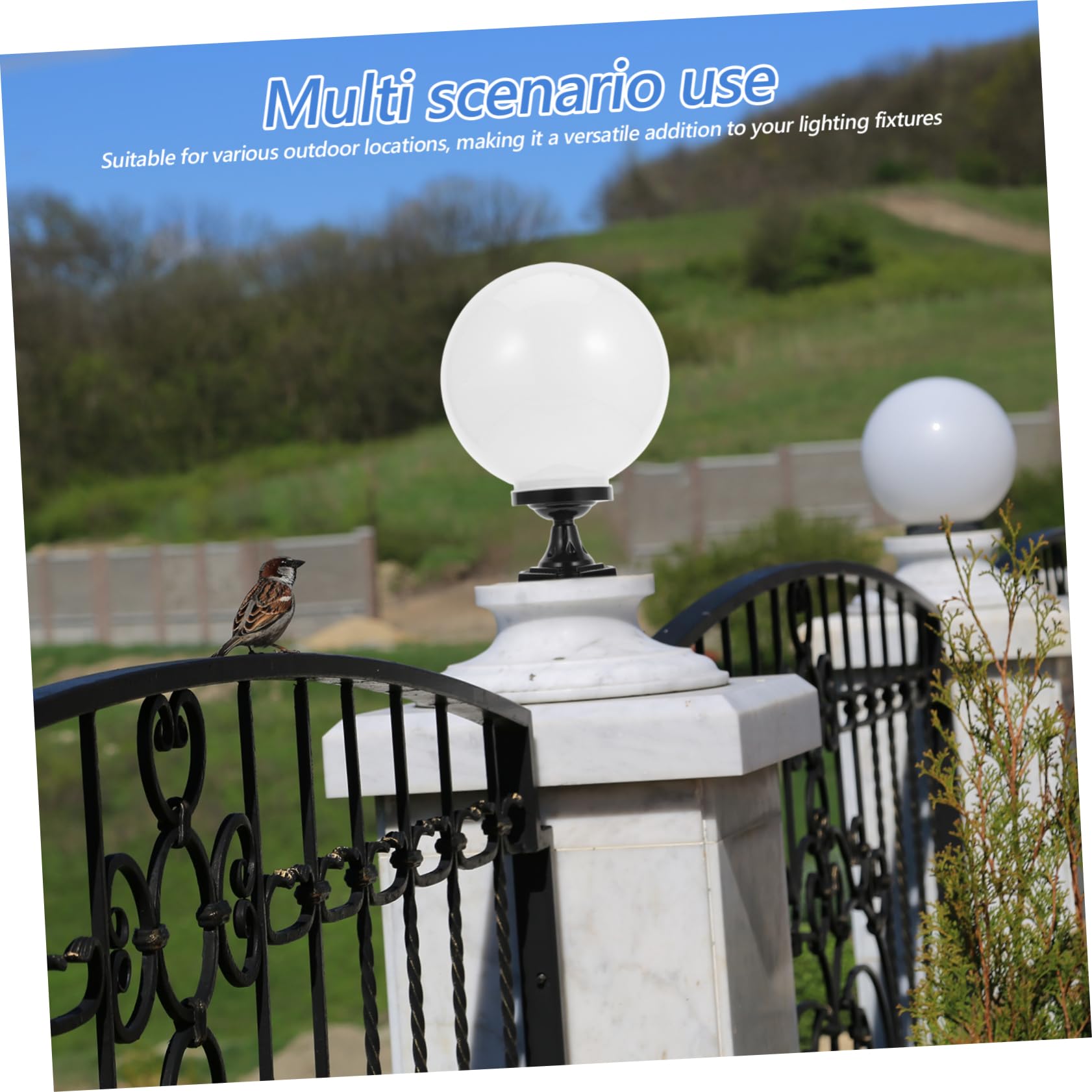 VICASKY Lampade in acrilico Lampada a sfera bianca per esterni Illuminazione decorativa per esterni con piedistallo Installazione per giardino