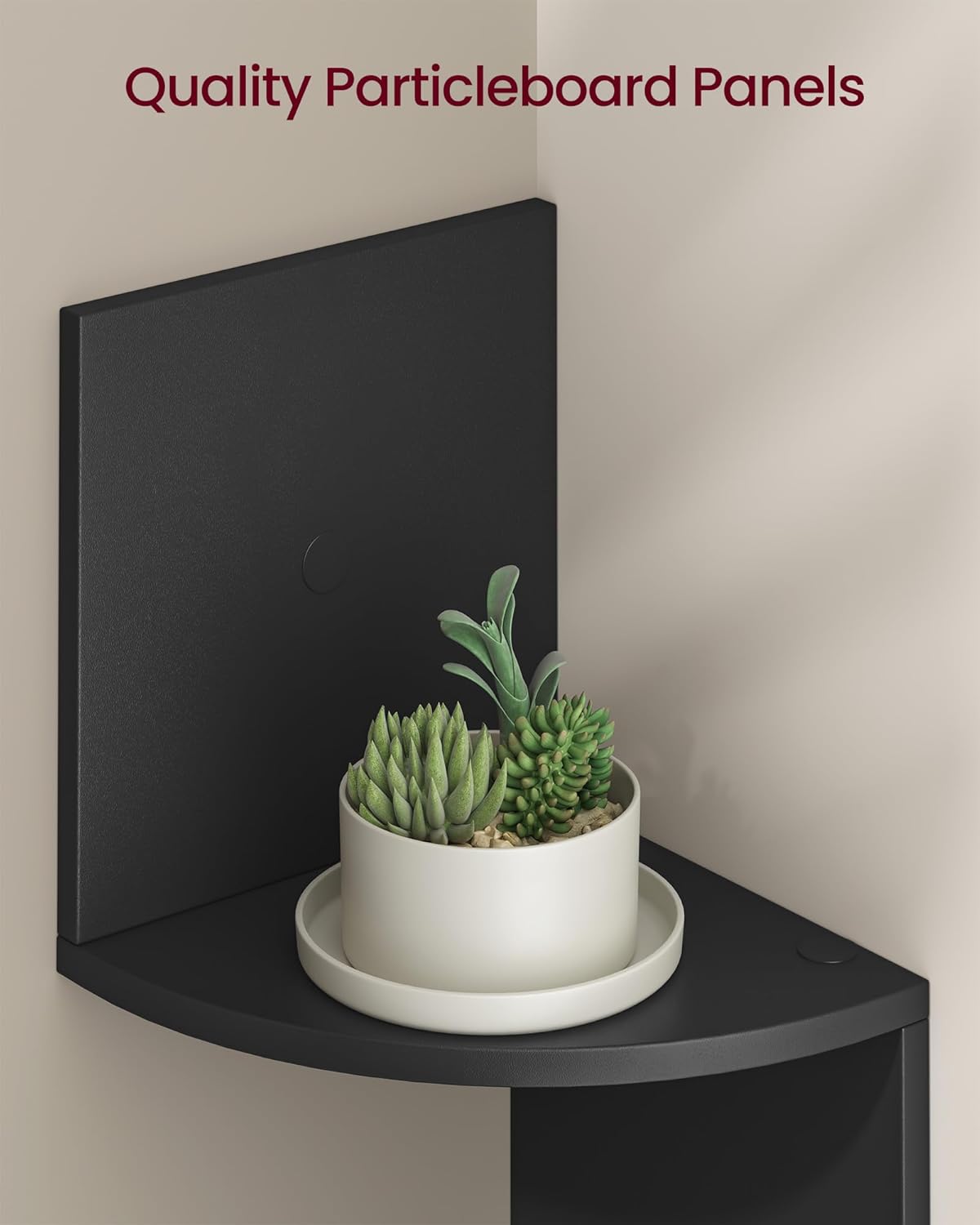 VASAGLE Set of 2, Corner Shelves Wall Mount, 4-Tier Floating Corner Bookshelves, Plant Shelves for Bedroom, Living Room, Bathroom, Home Office, Ink Black