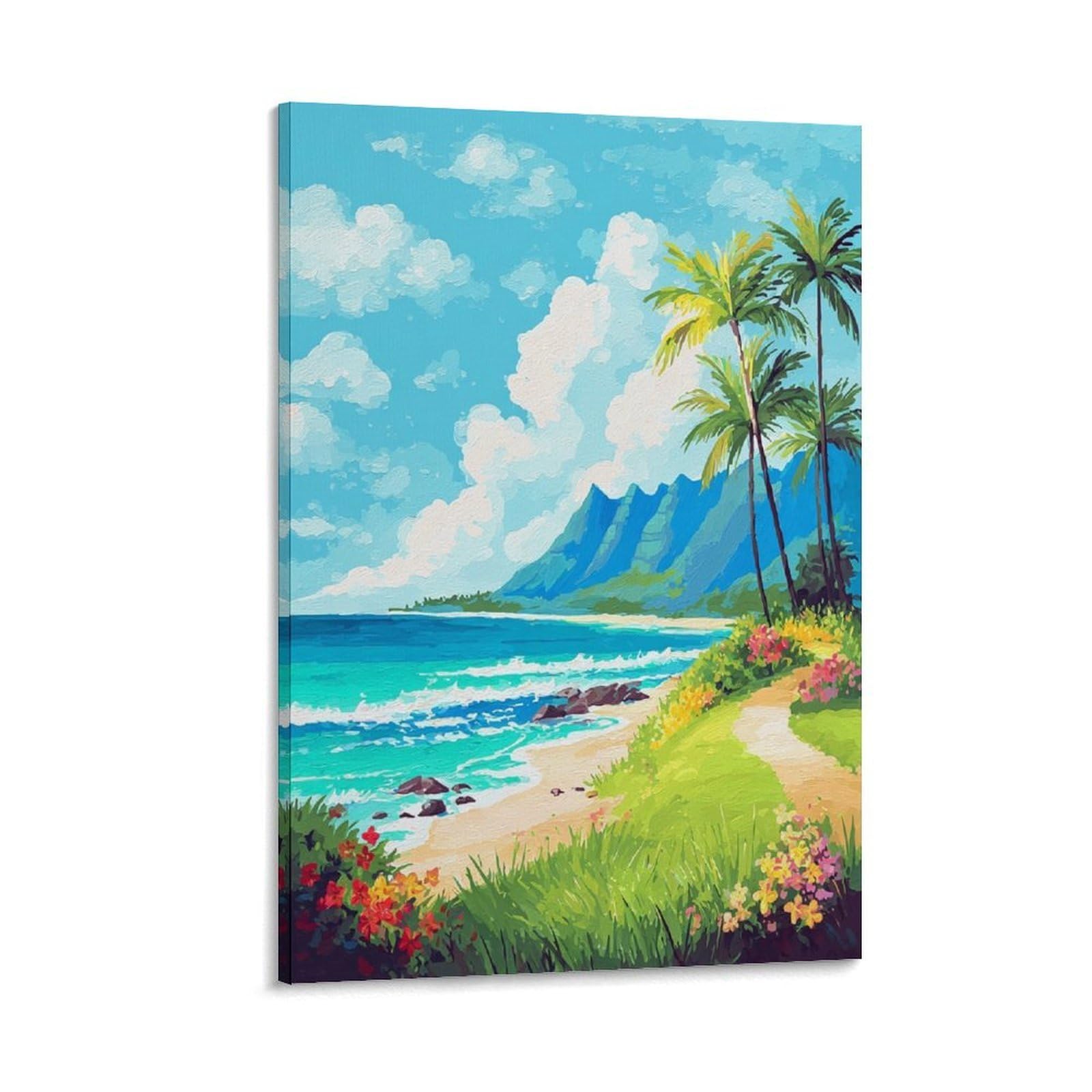ZBBGGOZ Oahu Poster 24x36inch(60x90cm) Vintage Watercolor Canvas Art