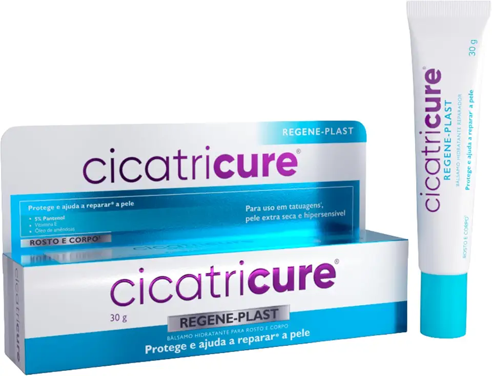 Cicatricure Regeneplast Bálsamo Hidratante Reparador 30g – Com Pantenol, Vitamina E e Óleo de Amêndoas – Hidrata, Protege e Ajuda a Reparar a Pele Extra Seca, Sensível e com Tatuagens