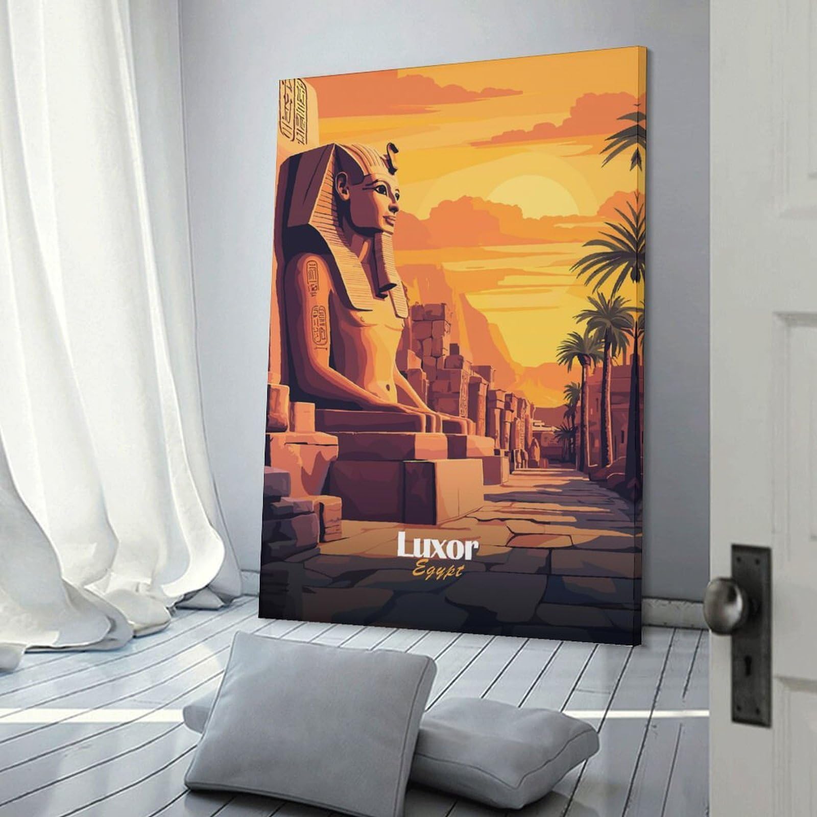 Junmoney Luxor Egypt Sunset Wall Art Print 20x30inch(50x75cm), for Corridors, Hallways Or Apartment Entries, Wall Decor to Refresh Empty Corners