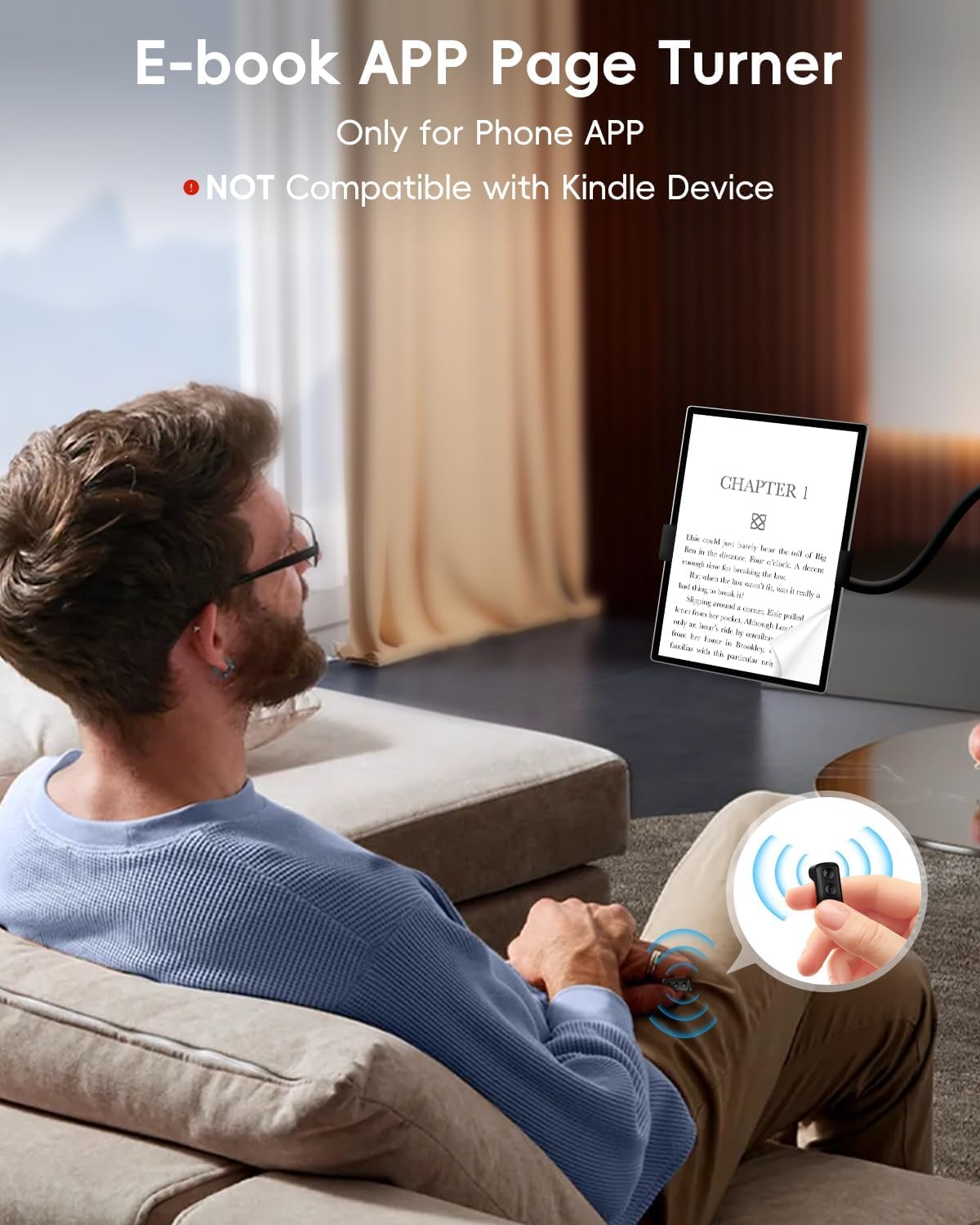 Télécommande, Bague Bluetooth de défilement vidéos Photos et Tourne-Page Kindle, TikTok, Youtube, Insta, Compatible avec iPhone, Android, iPad