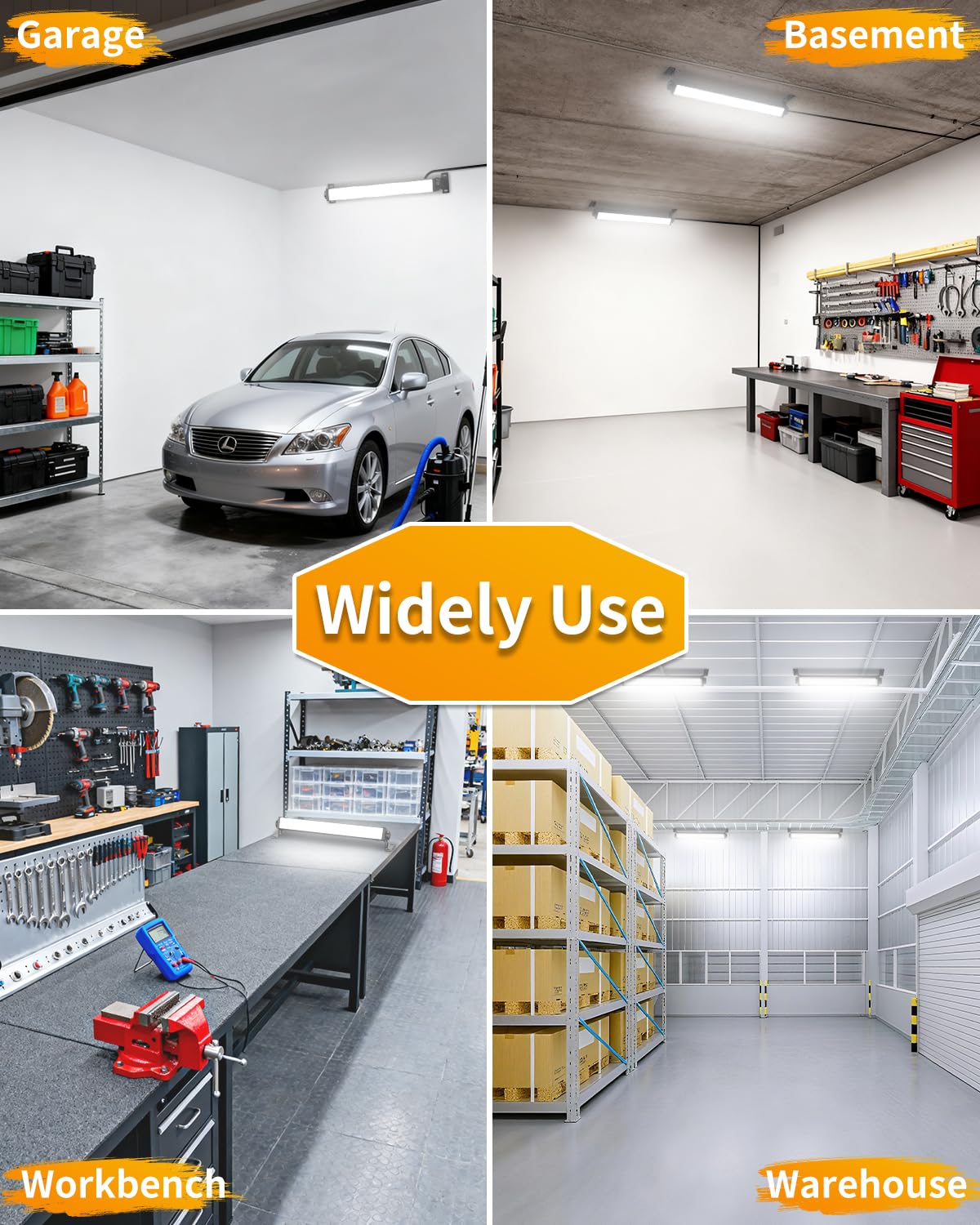 40W LED Shop Lights with 6 6FT Cord Swtich 5400LM Plug in Garage Light 6000K Daylight Work Lights — view 7