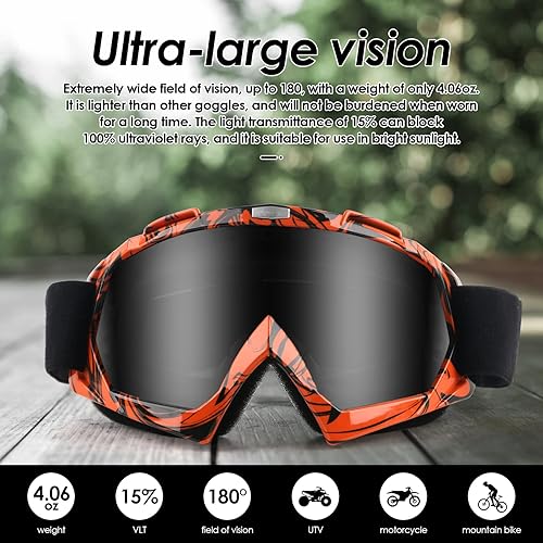 Miniatura 5 de GGBuy Gafas de motocicleta ATV Dirt Bike anti arañazos para motocross UV400 protegen gafas flexibles todoterreno a prueba de polvo antiniebla con