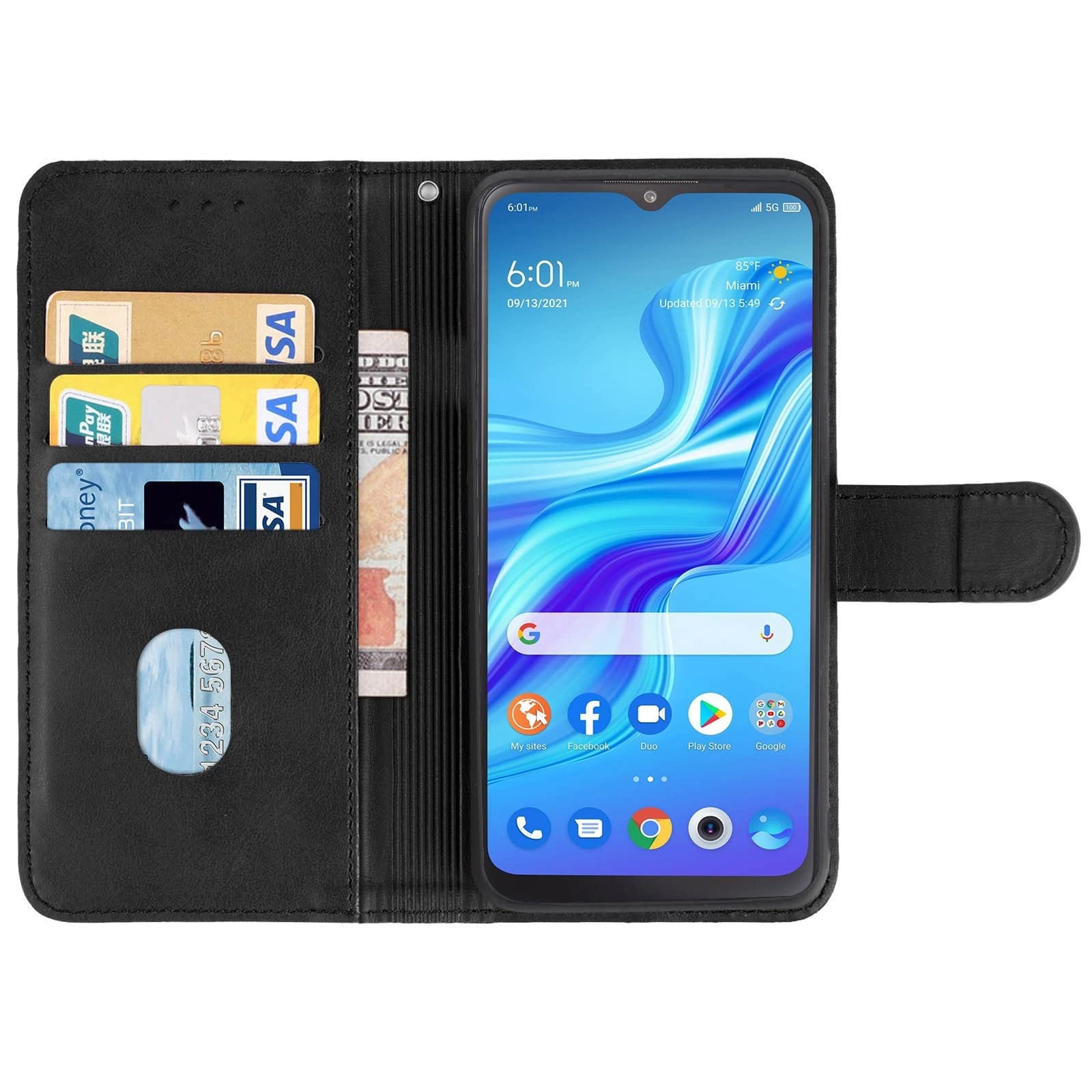 Adatto per TCL 20R 5G custodia a portafoglio in pelle PU per TCL 20AX 5G, TCL Bremen 5G T767H porta carte e supporto integrati  202192403